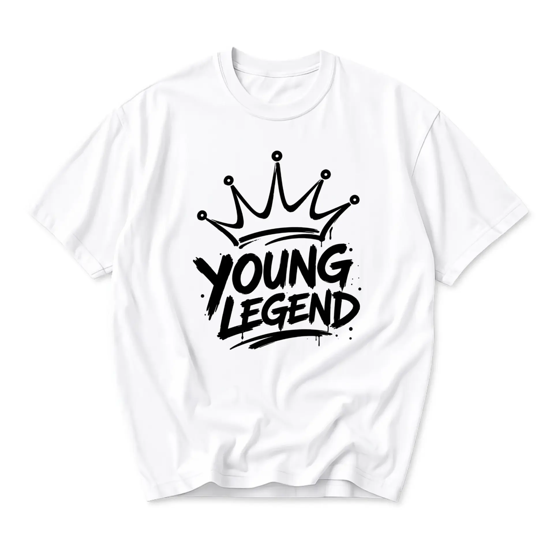 Graphic Tee Young Legend Crown Streetwear Unisex Crew Neck Short Sleeve Shirt for Casual Everyday Style and Comfort