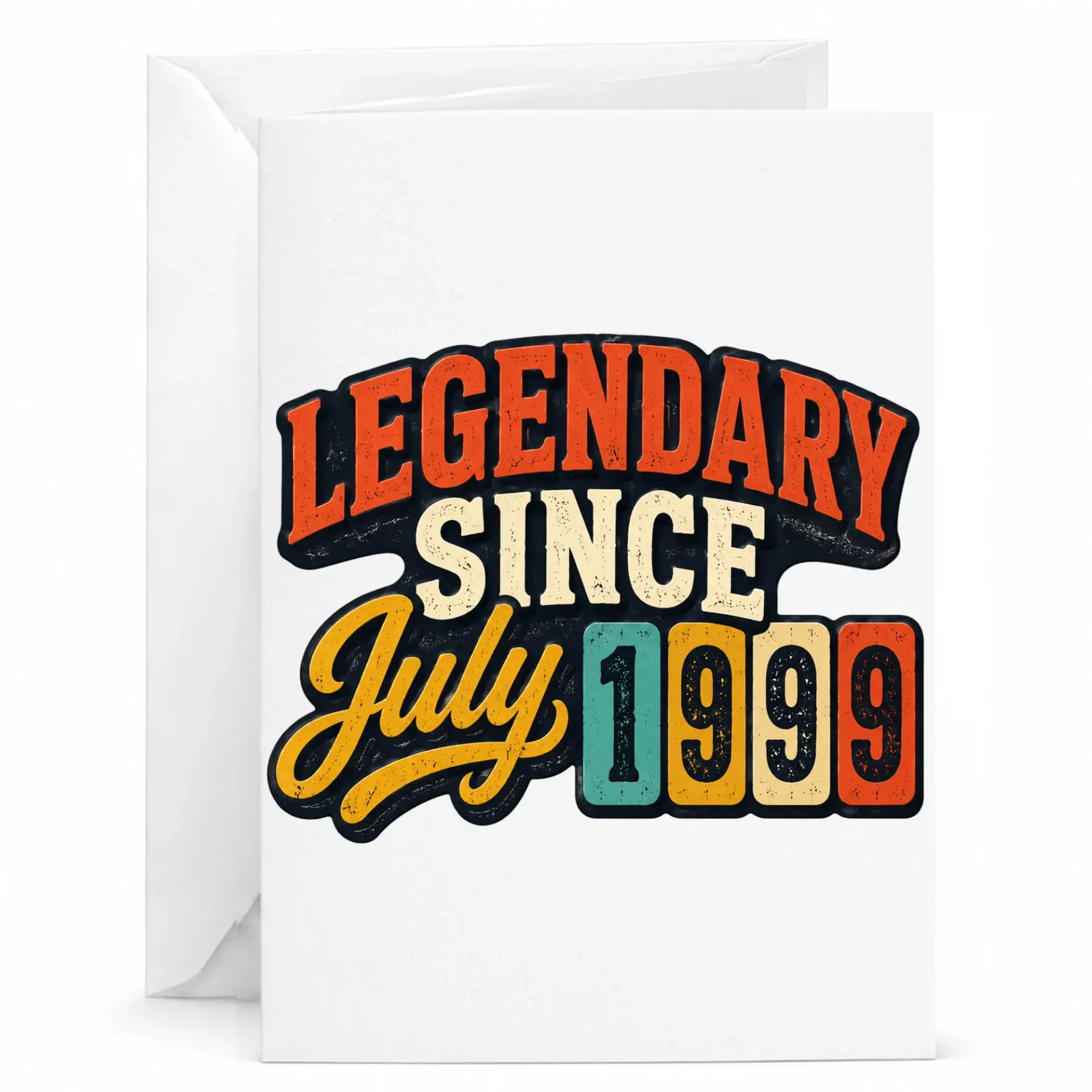 Birthday Card Legendary Since July 1999 Vintage Style Greeting Card for Milestone Birthdays and Celebrations