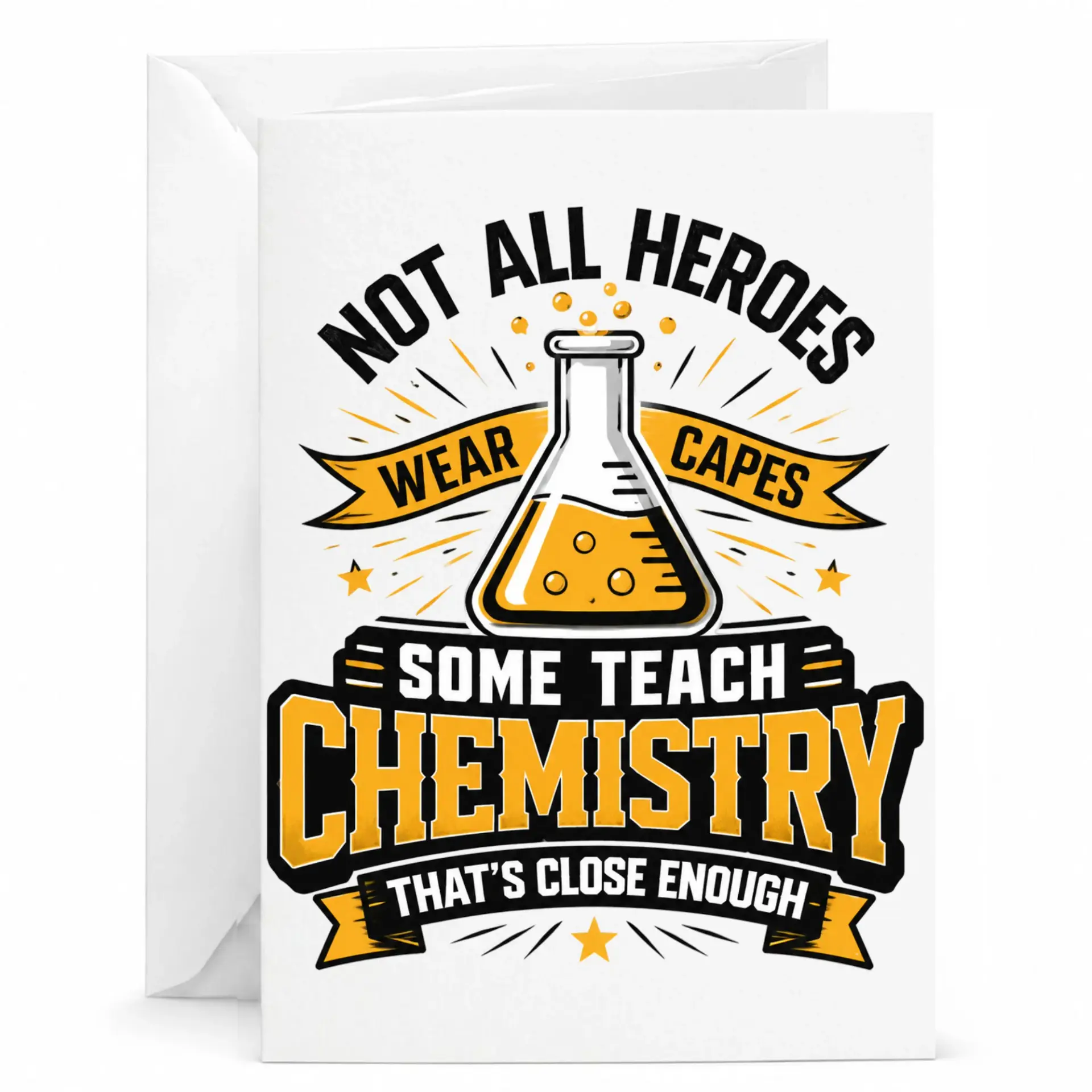 Funny Chemistry Greeting Card for Teachers Scientist Appreciation Note with Envelope 5x7 Inches Folded