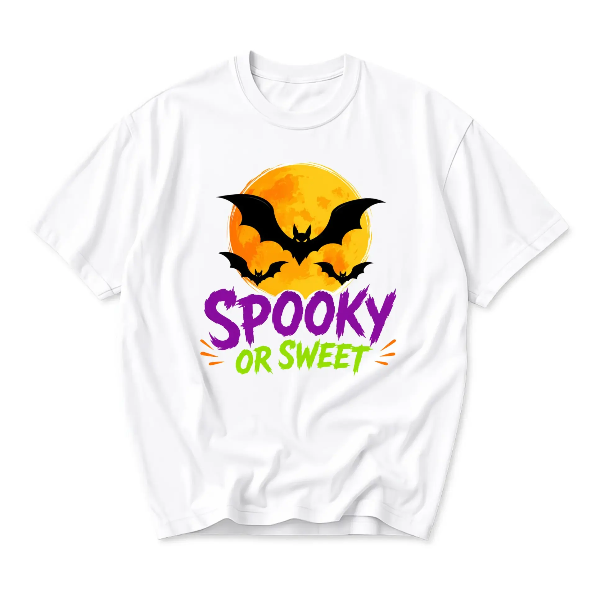 Funny Shirt Spooky or Sweet Graphic Tee Unisex Casual Apparel Autumn Season Inspired Soft Cotton Crew Neck T-Shirt