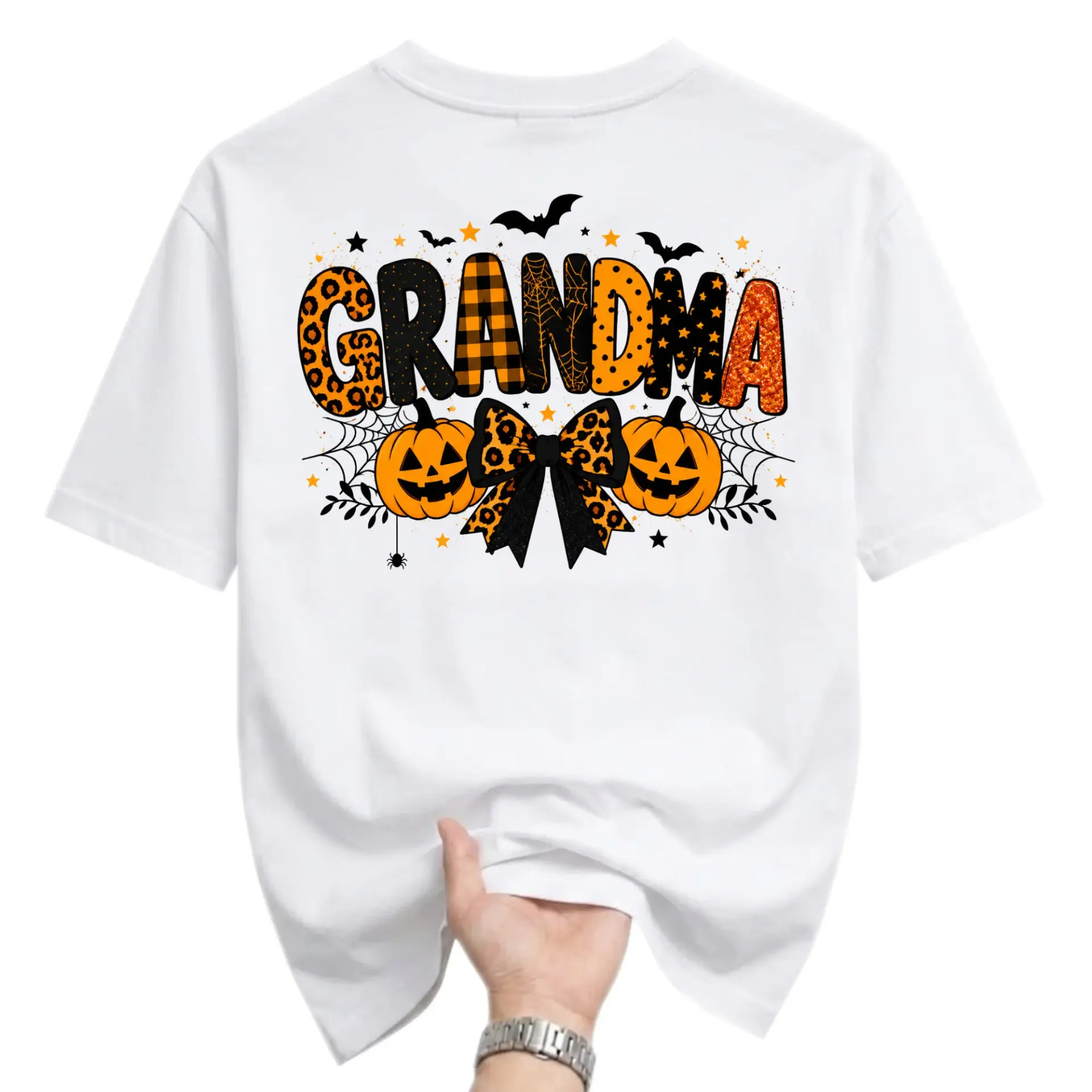Graphic Tee Grandma Halloween Shirt Unisex Crew Neck Cotton Blend Fall Pumpkin Seasonal Festive Holiday Apparel Top