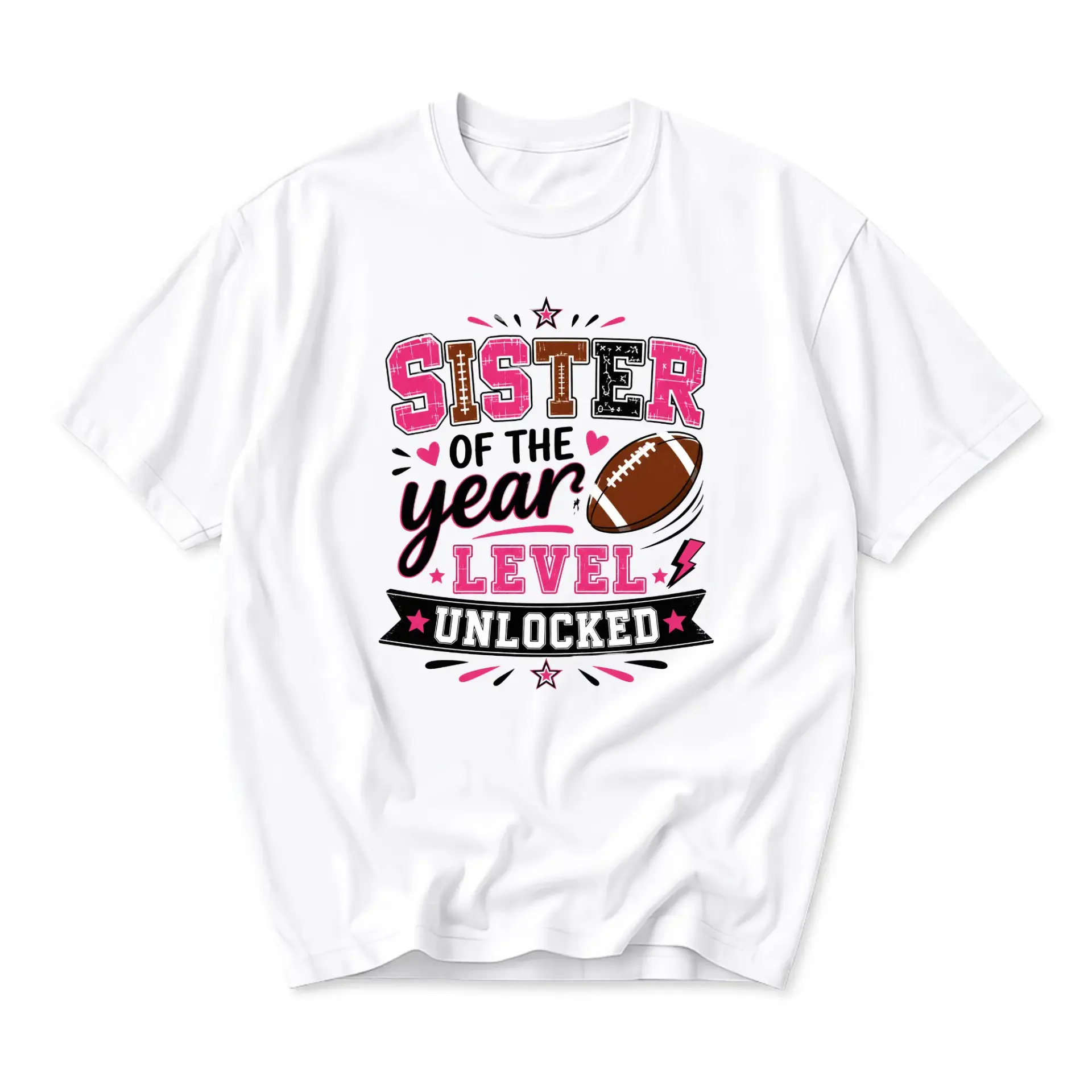 Graphic Tee Sister of the Year Unlocked Football Sport Lover Unisex Short