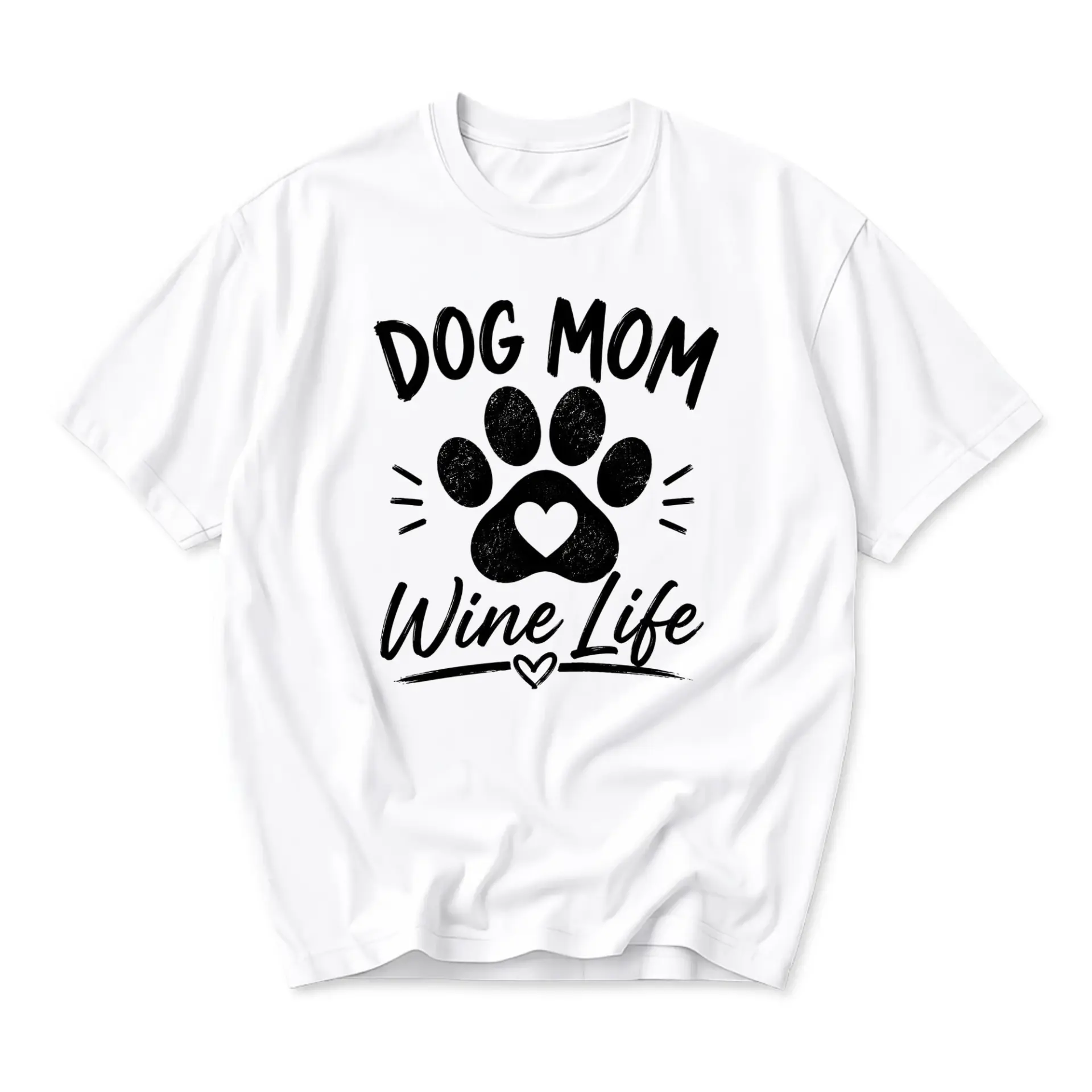 Graphic Tee Dog Mom Wine Casual Unisex Cotton Crew Neck Top for Pet Lovers