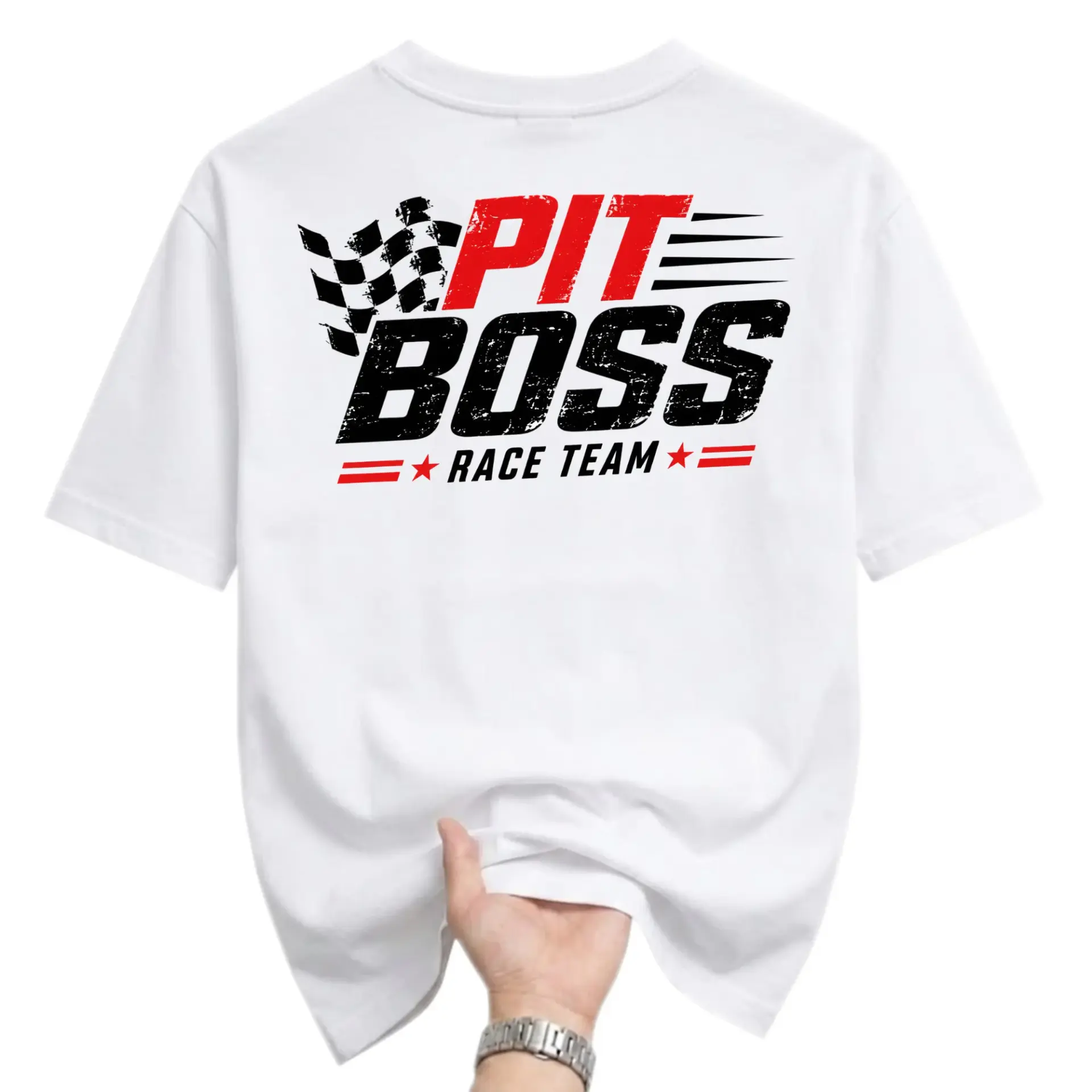 Funny Shirt Pit Boss Race Team Graphic Tee Unisex Crew Neck Casual Wear Soft Cotton Apparel for Motor Sports Fans