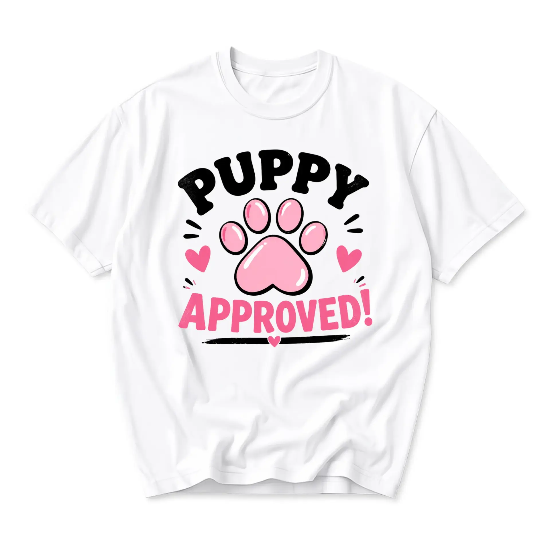 Funny Shirt Puppy Approved Graphic Tee Unisex Crew Neck Casual Cotton Blend