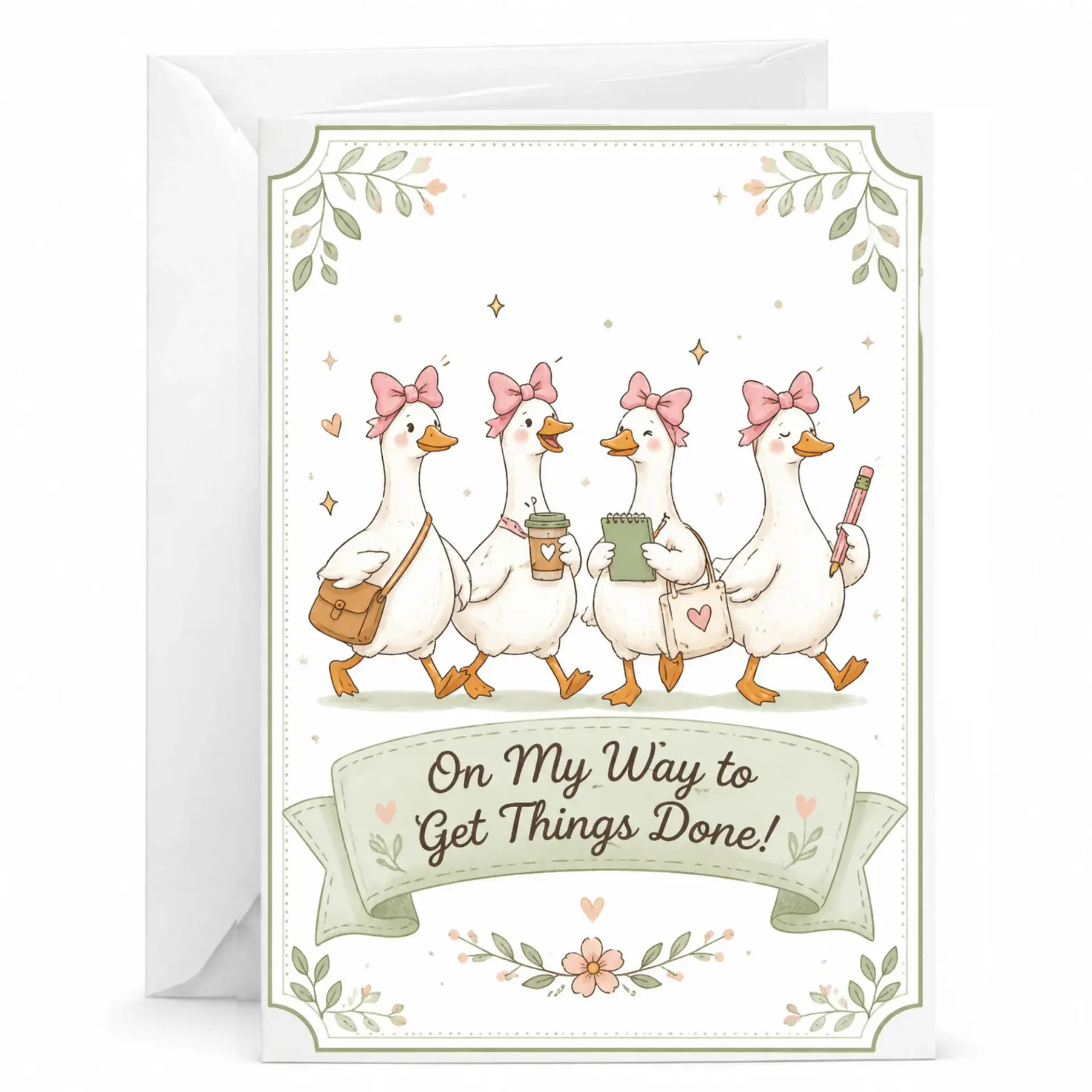 Funny Greeting Card Encouragement Note for Productivity Cute Motivational Stationery Daily