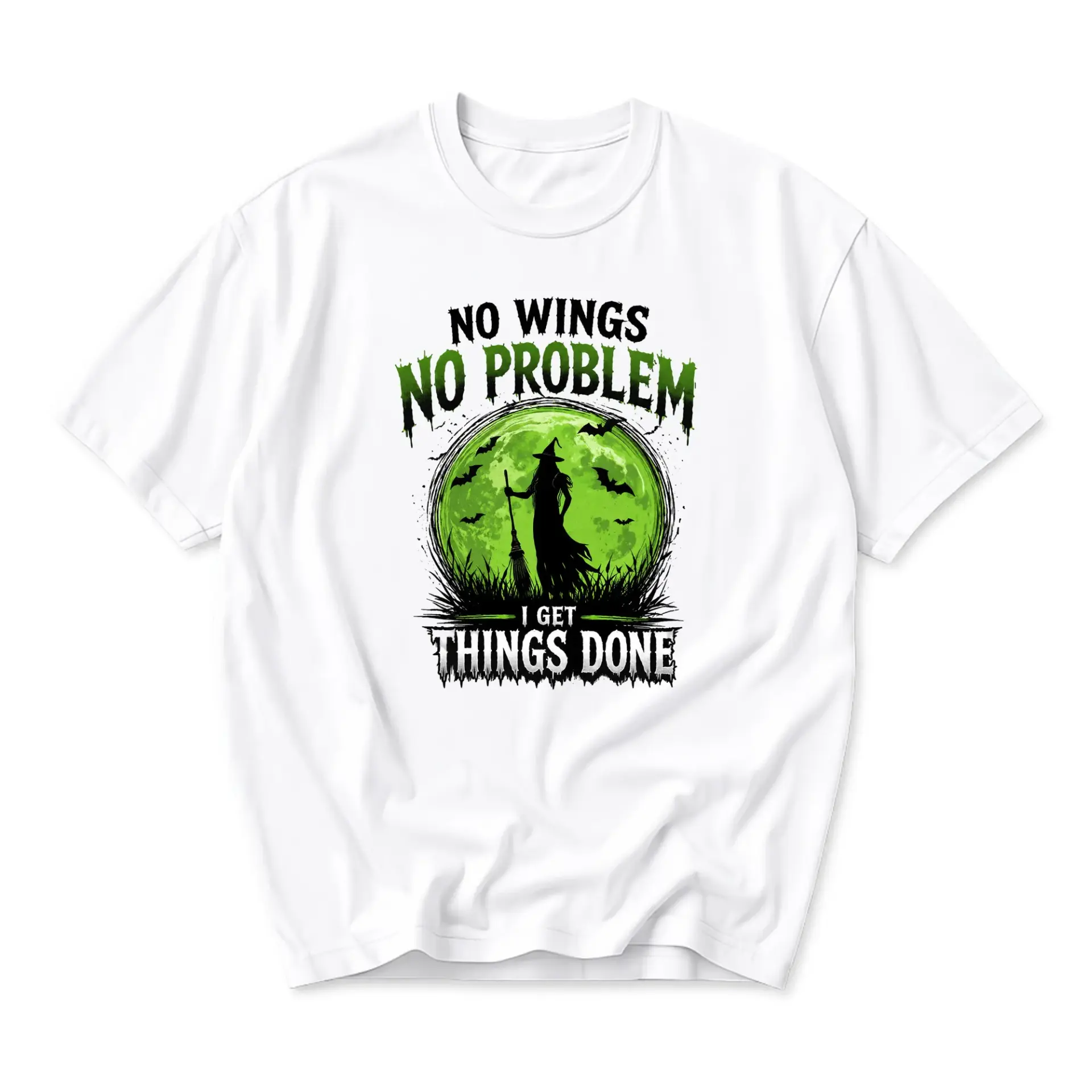 Graphic Tee No Wings No Problem I Get Things Done Unisex Cotton Crew Neck Short Sleeve Humor Print Shirt
