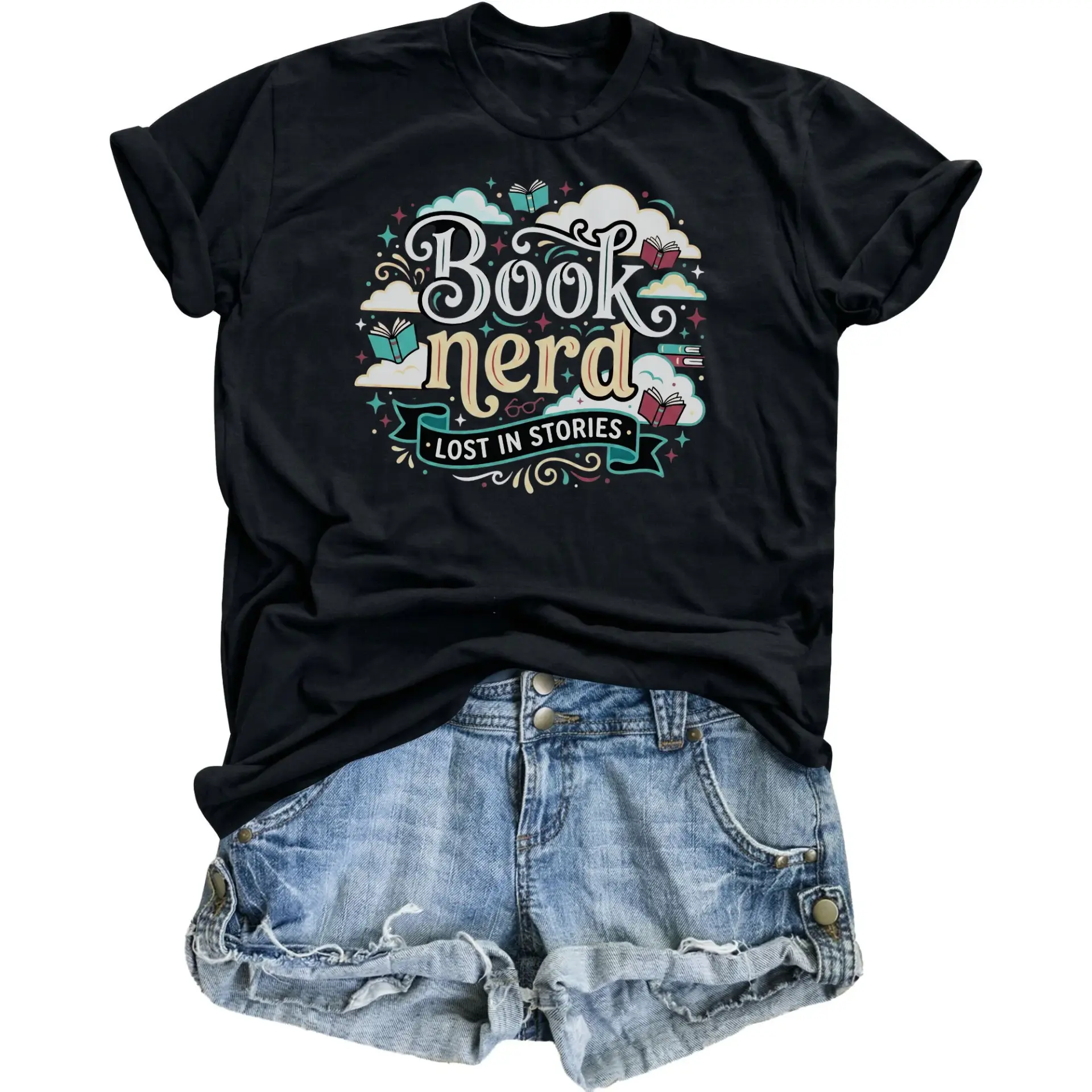 Graphic Tee Book Lost in Stories Unisex Shirt Casual Literature Enthusiast Clothing Literary Lover Apparel