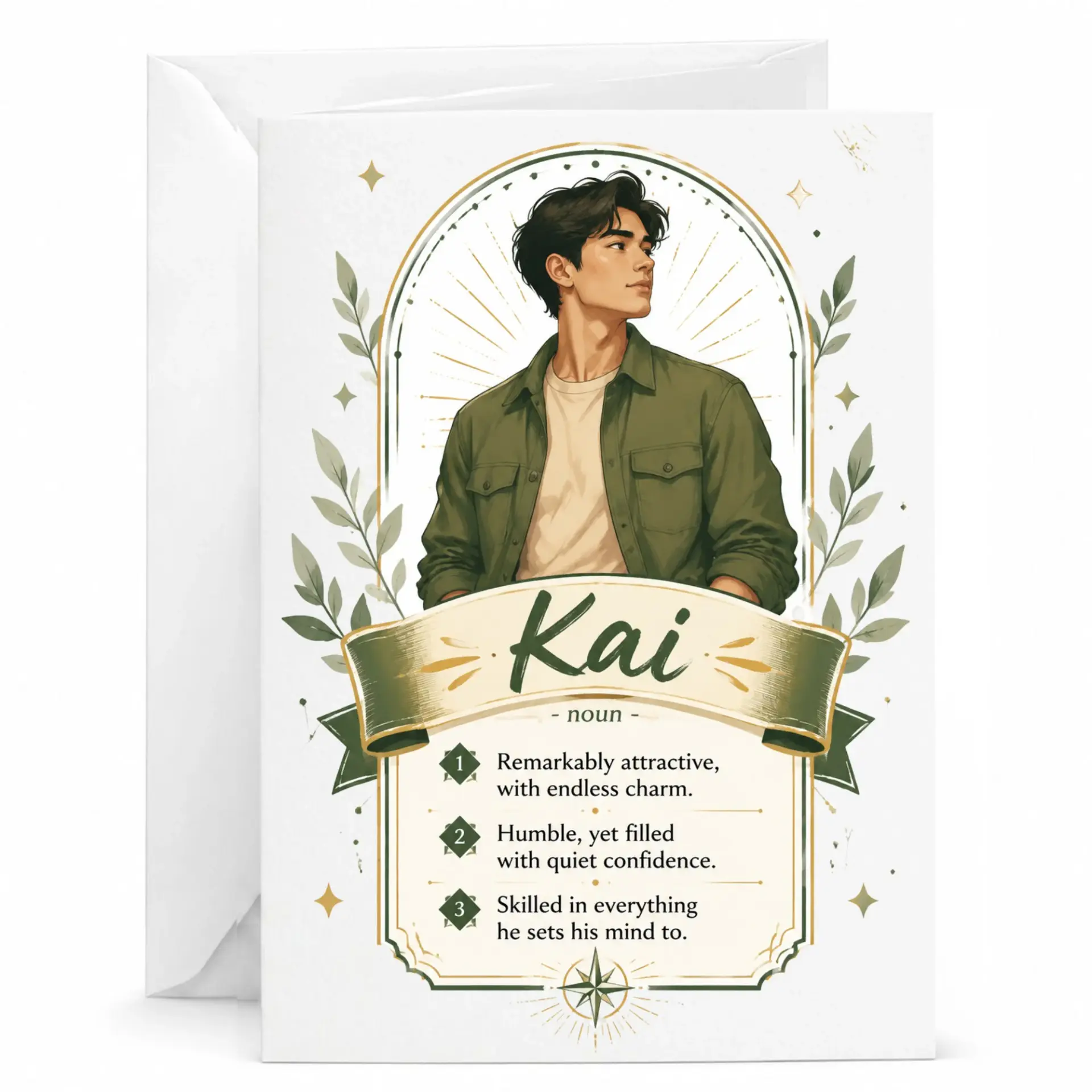 Greeting Card for Him Kai Noun Definition Design Keepsake Personal Message Card for Anniversary or Birthday