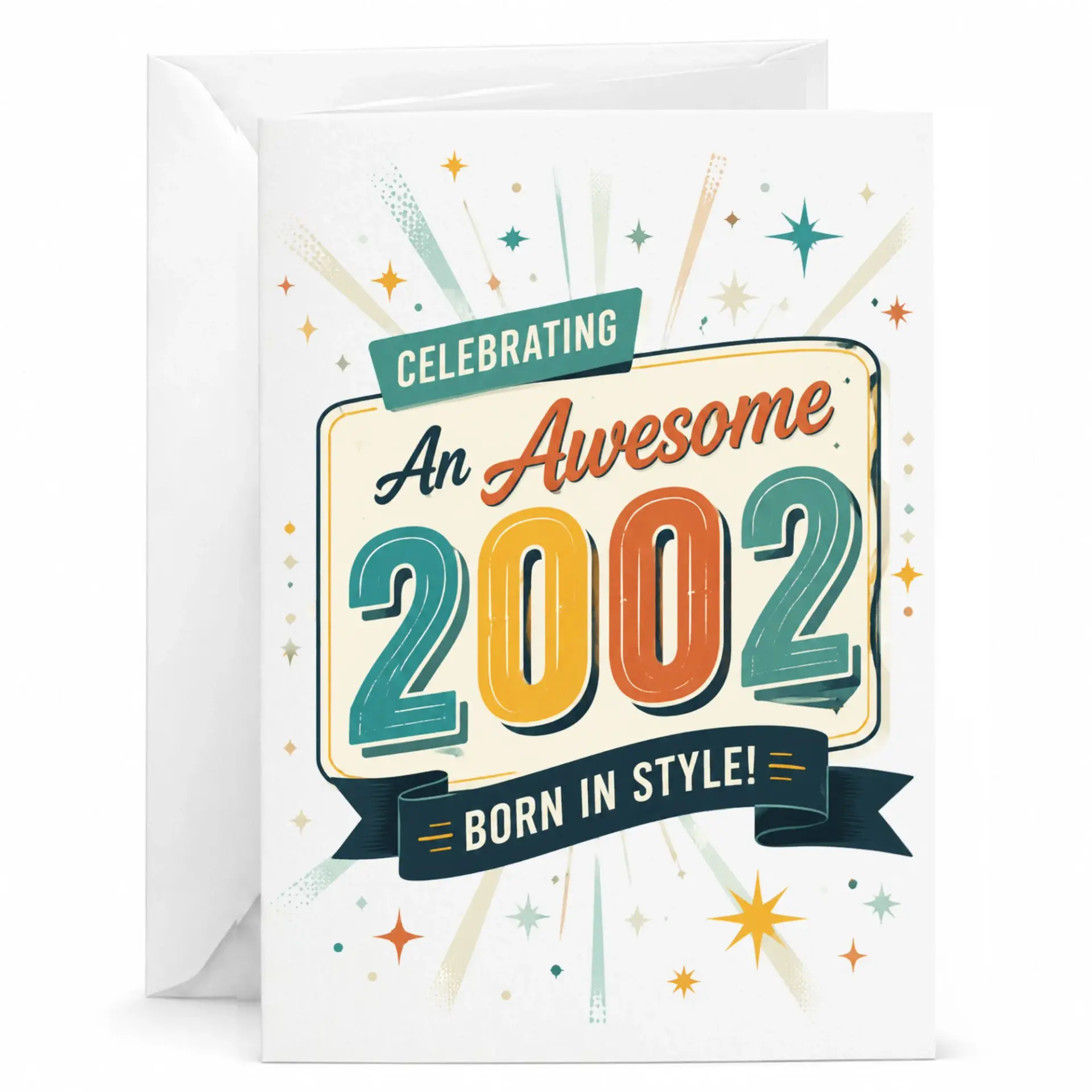 Birthday Card Celebrating an Awesome 2002 Born in Style Vintage Retro Design Greeting Card for Milestone Celebration