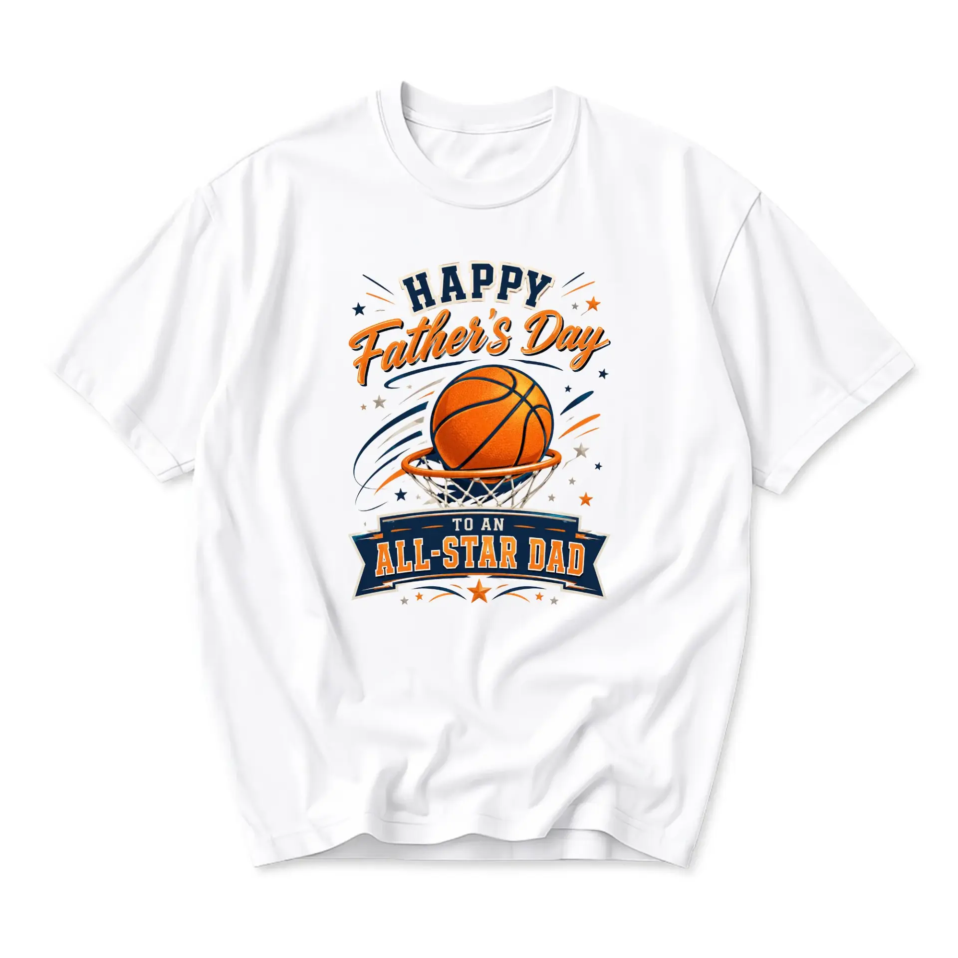 Graphic Tee Happy Father's Day to an Dad Basketball Lover Gift Unisex Casual Cotton Crew Neck Shirt