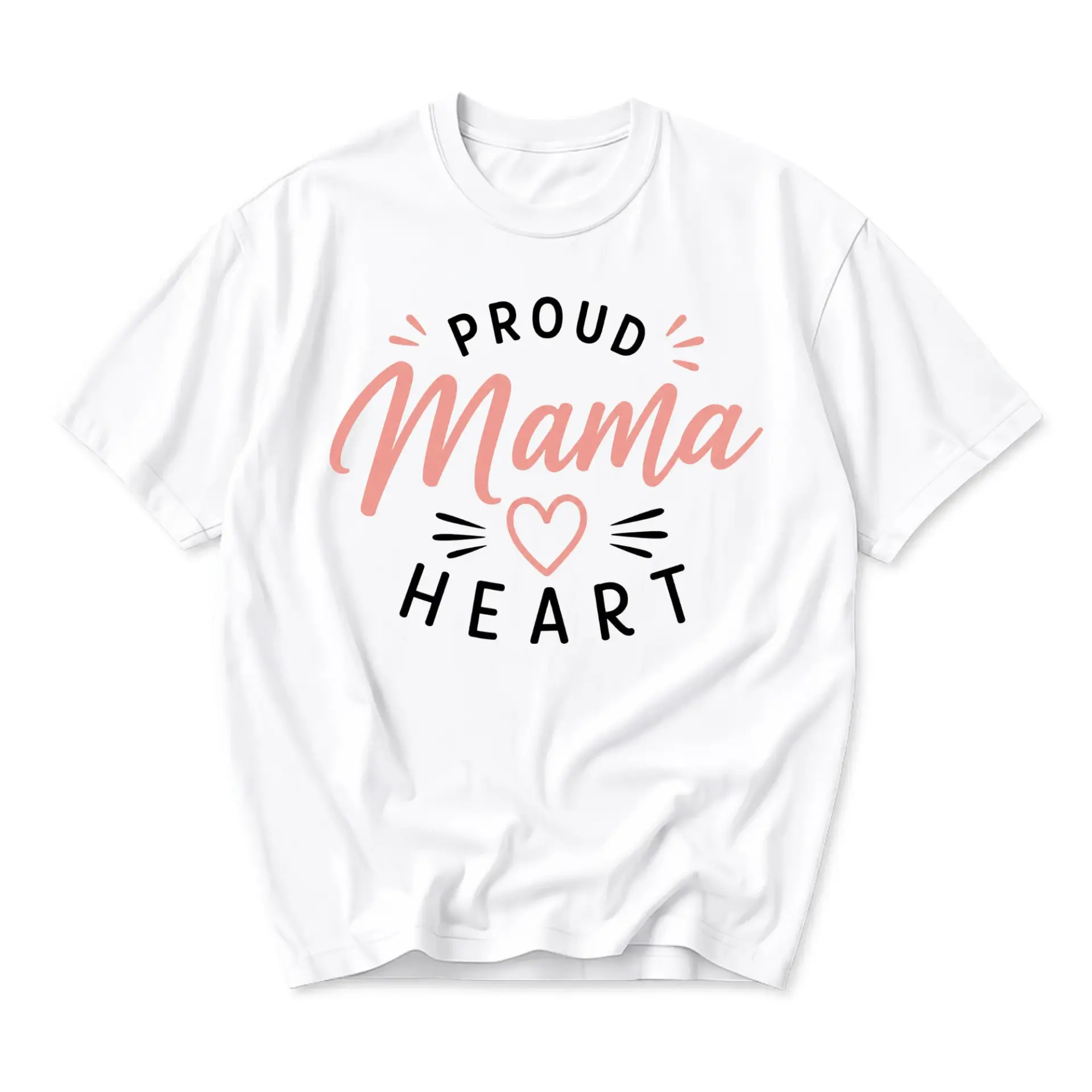 Graphic Tee Proud Mama Heart Unisex Casual Crew Neck T-Shirt Soft Breathable Everyday Wear Apparel for Women