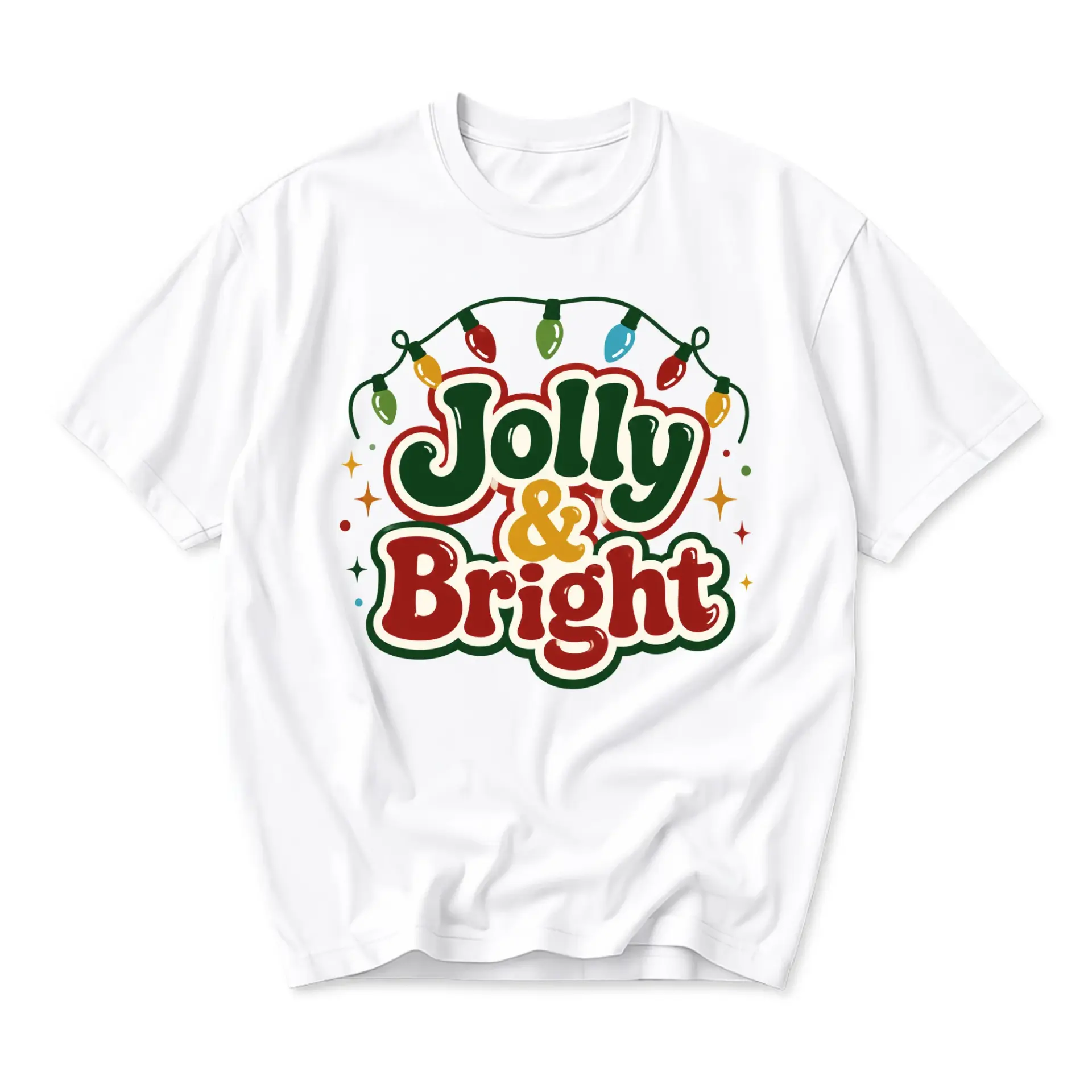 Graphic Tee Jolly and Bright Holiday Light Bulb Design Unisex Casual Cotton