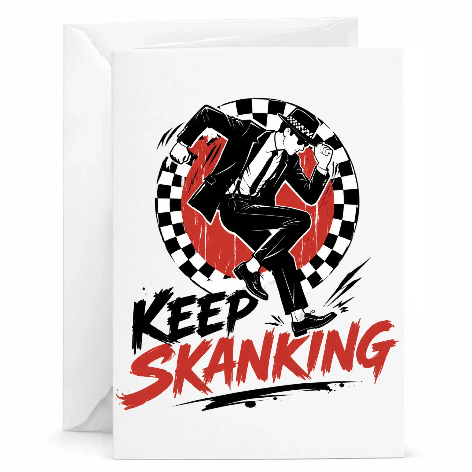 Greeting Card Keep Skanking Music Theme Illustration Funny Music Fan Gift Stationery for Friends and Family