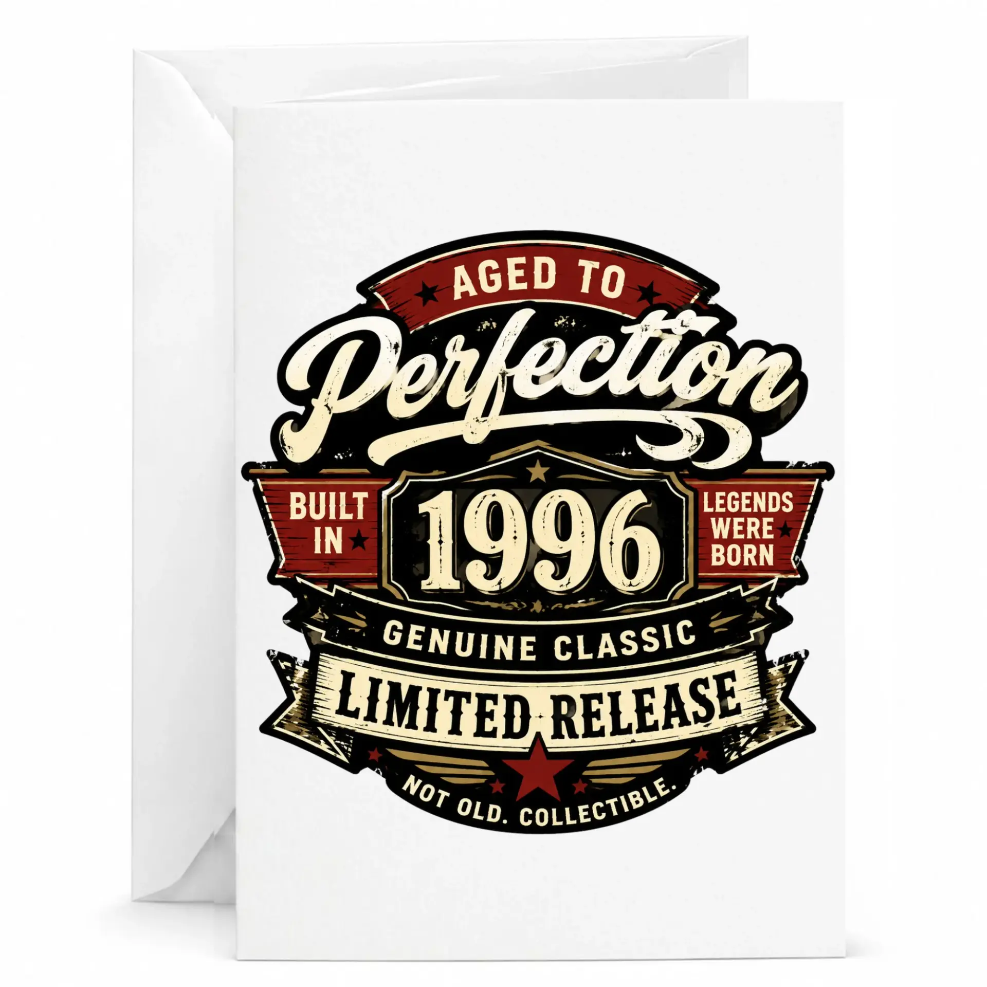 Funny Birthday Card Aged to Perfection 1996 Vintage Style Greeting Card for Milestone Birthdays and Celebrations