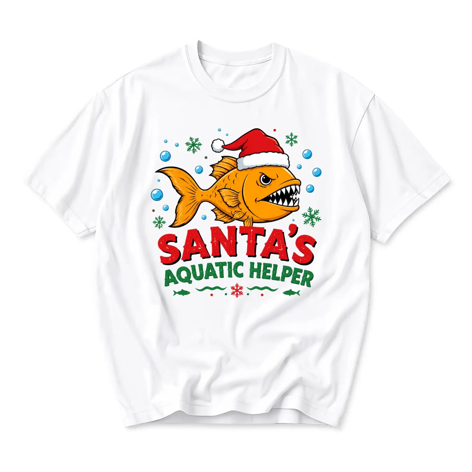 Funny Shirt Santa's Aquatic Helper Graphic Tee Unisex Holiday Season Humor