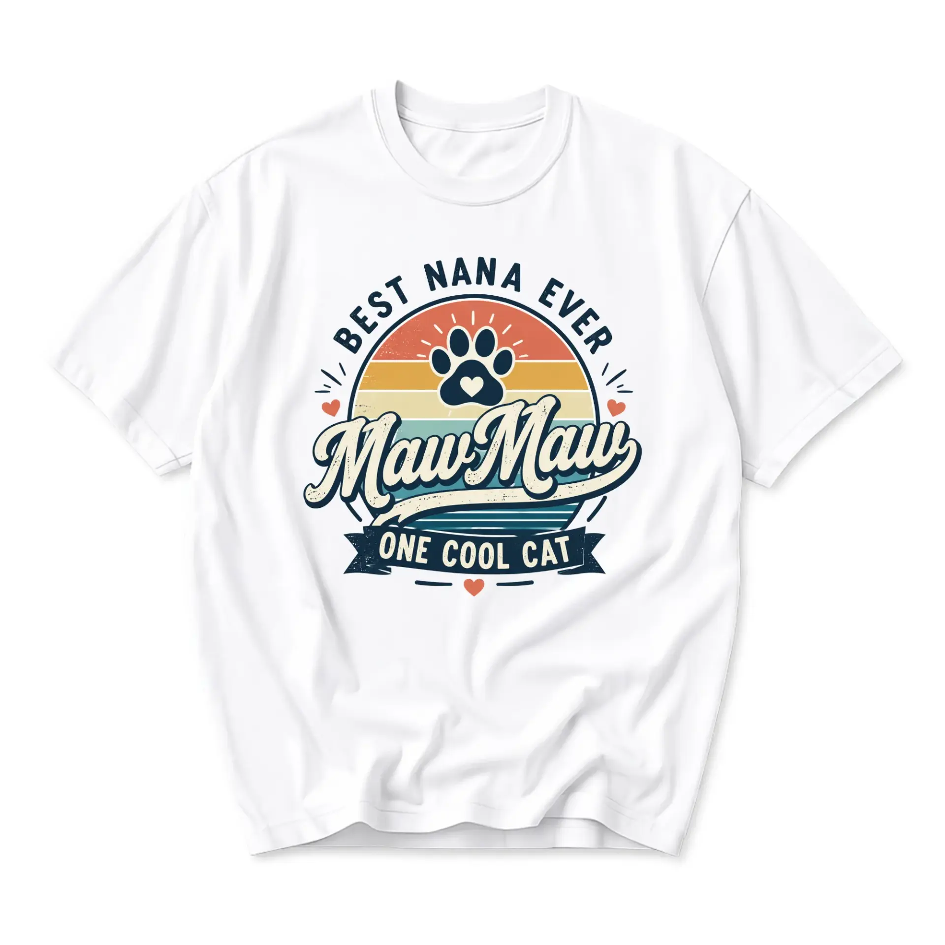 Graphic Tee Best Nana Ever Maw Maw One Cool Cat Retro Style Unisex Crew Neck Short Sleeve Cotton Casual Everyday Shirt