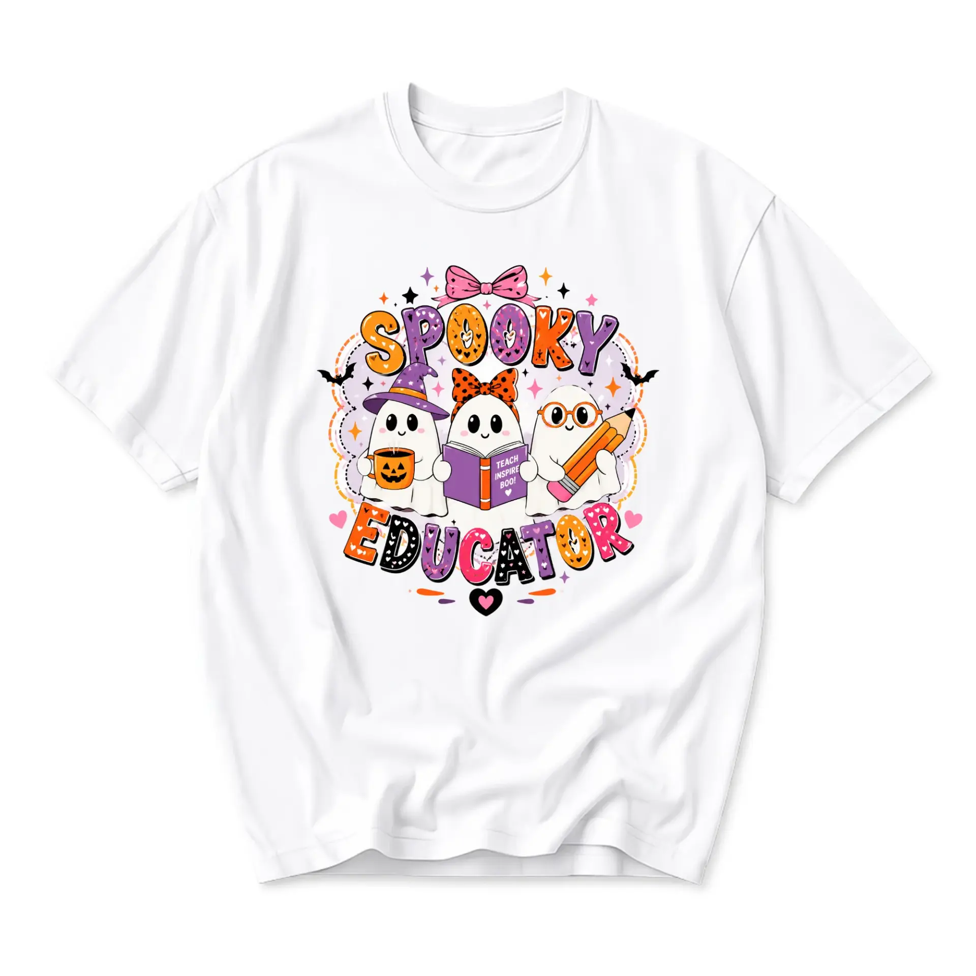 Funny Shirt Spooky Educator Halloween Graphic T-Shirt Casual Fall Themed Apparel for Teachers and School Staff