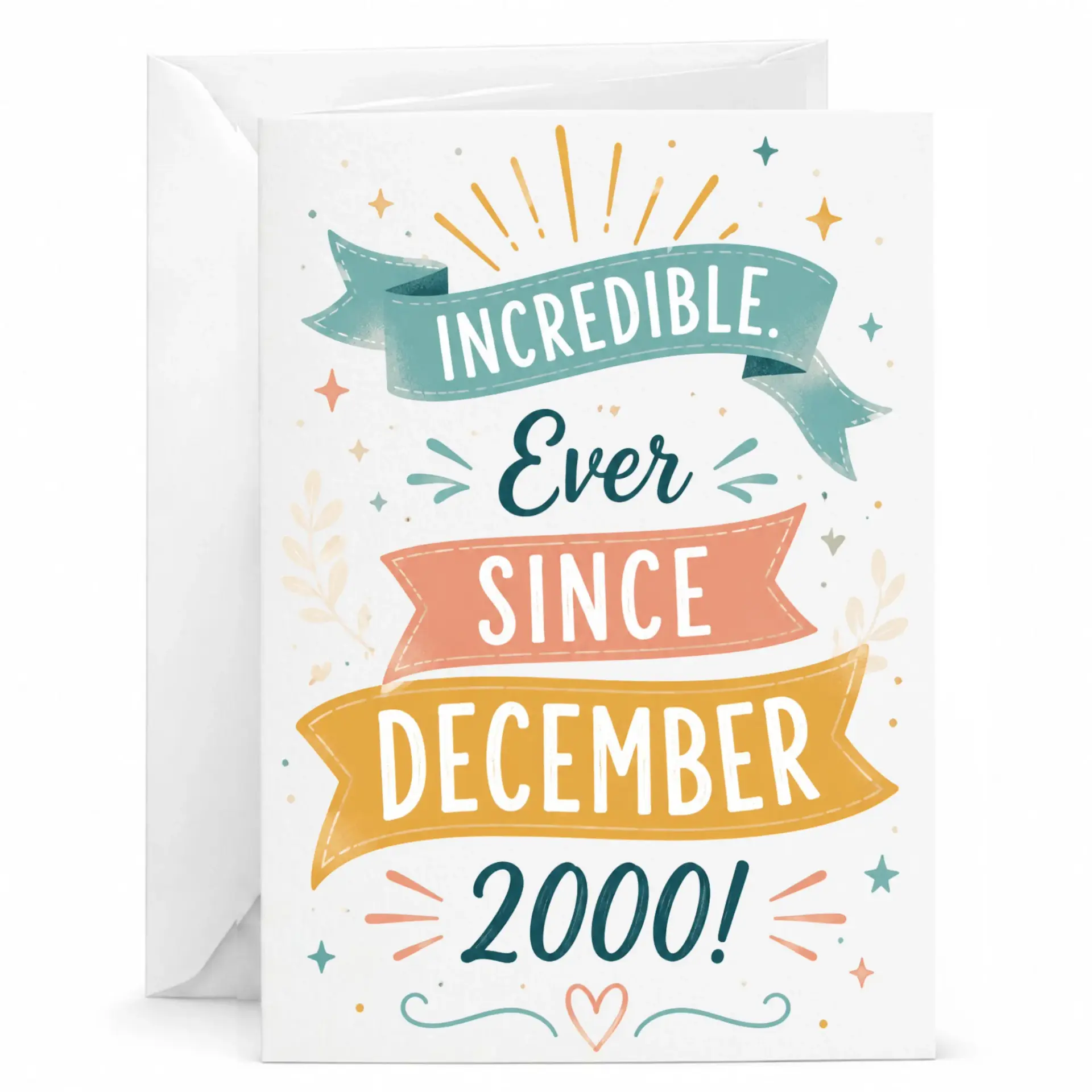 Incredible Ever Since December 2000 Greeting Card for Milestone Birthday Anniversary Celebration and Special Occasions