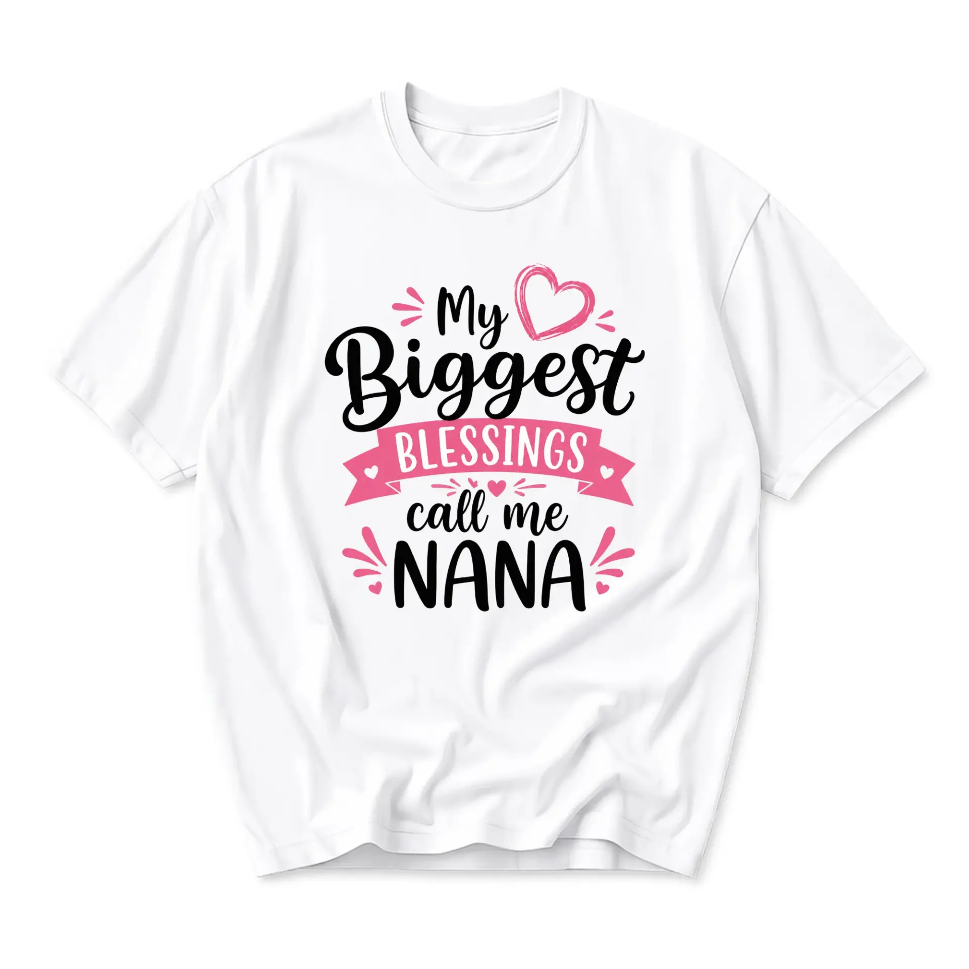 Funny Shirt My Biggest Blessings Call Me Nana Graphic Tee Unisex Crew Neck Short Sleeve Cotton Casual Top for Women