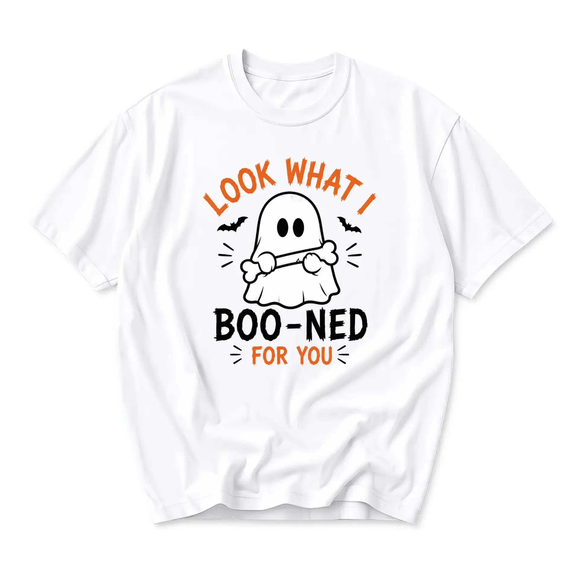 Funny Shirt Halloween Ghost Graphic Tee Casual Unisex Crew Neck Top Short Sleeve Comfortable Cotton Blend Apparel