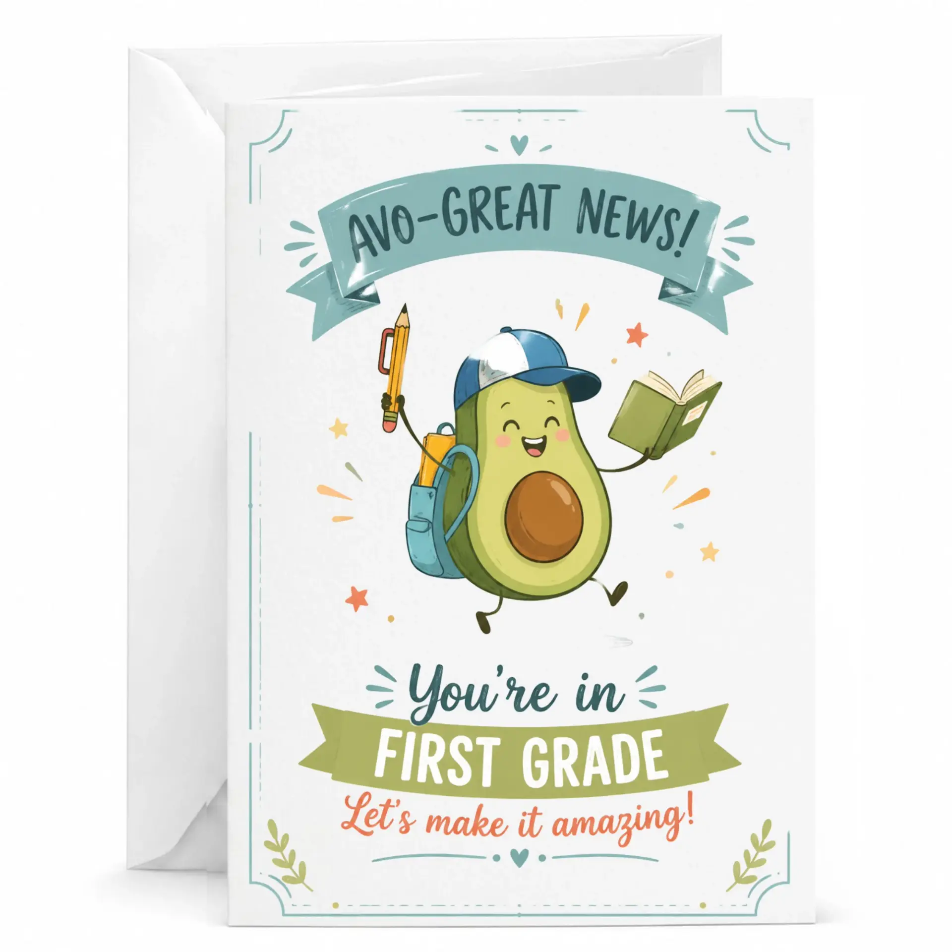 Funny Greeting Card Avo-Great News First Achievement Note for Milestone Recognition 5x7 Inches