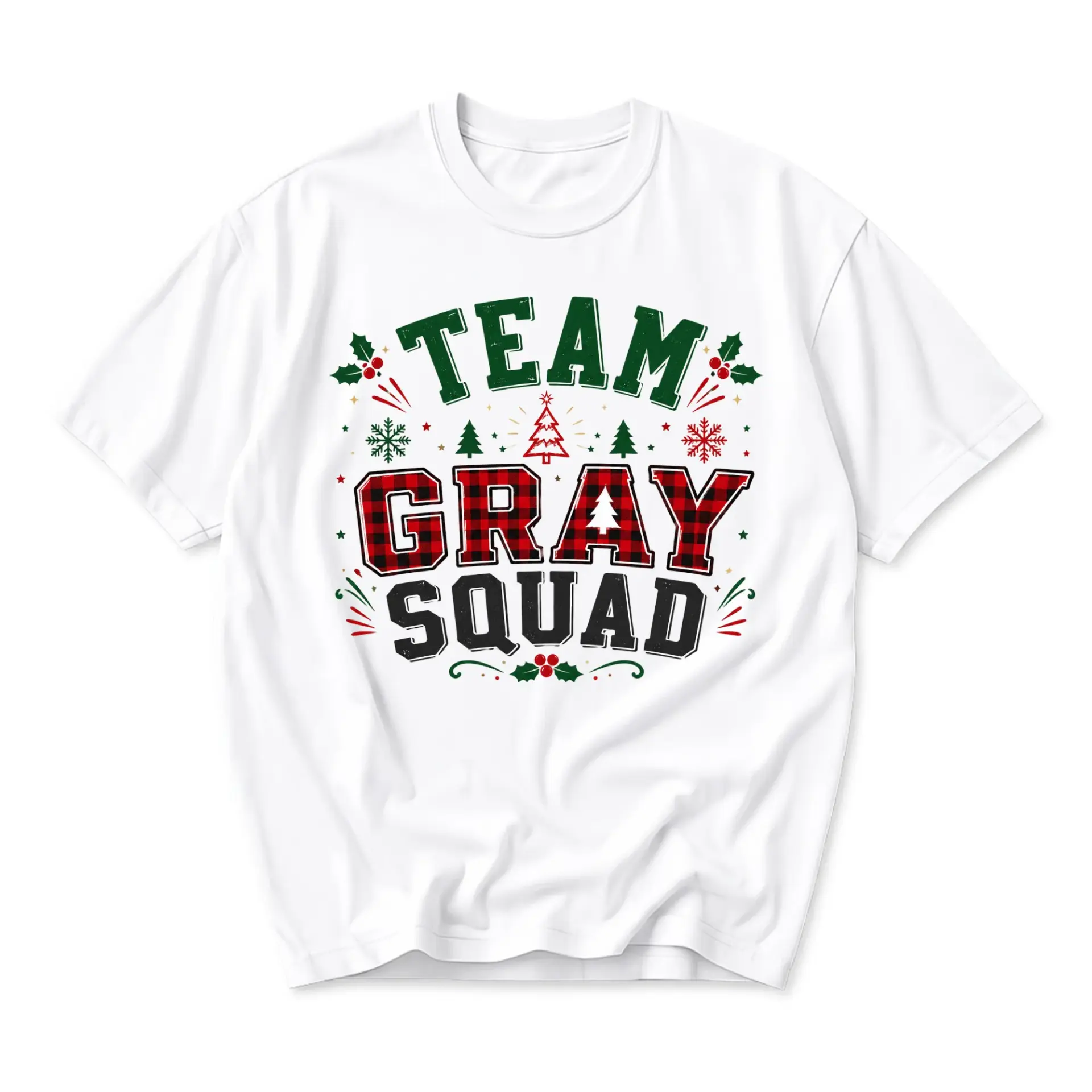 Graphic Tee Team Gray Squad Christmas Holiday Shirt Unisex Crew Neck Top