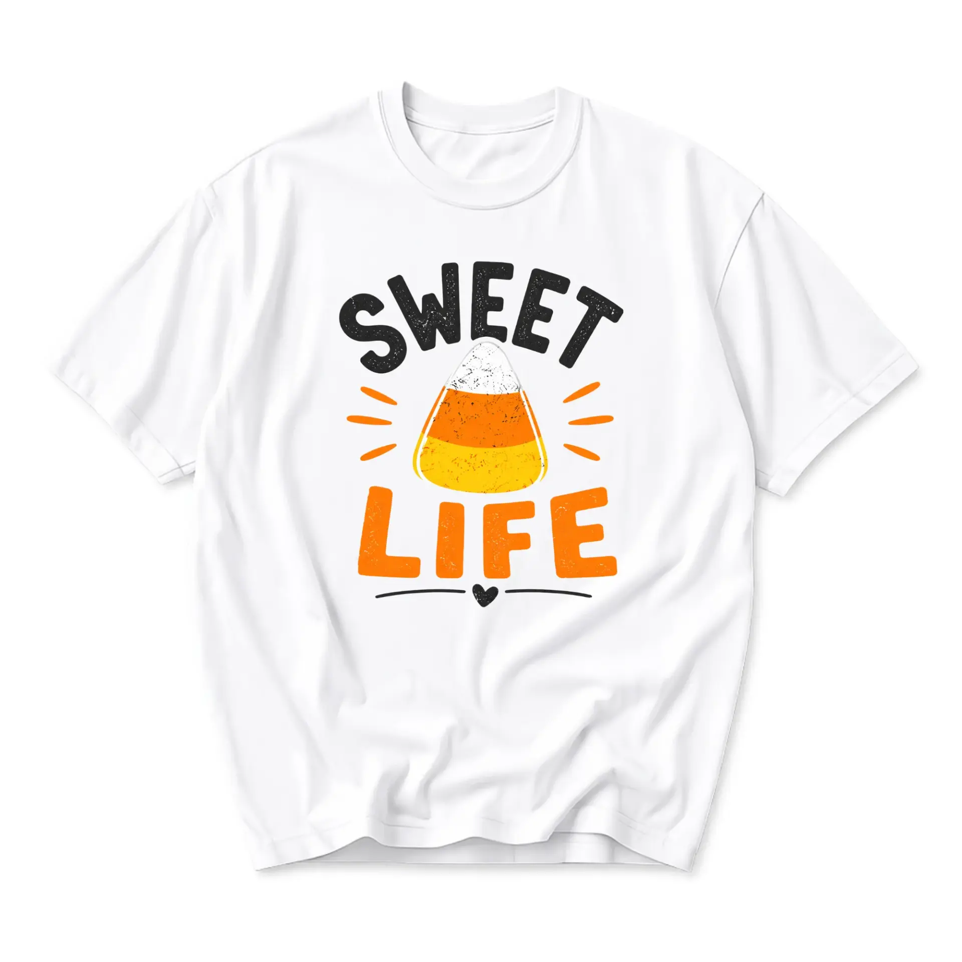Funny Shirt Sweet Life Candy Corn Graphic Tee Seasonal Autumn Fall Costume Unisex Crew Neck Soft Cotton Casual Top