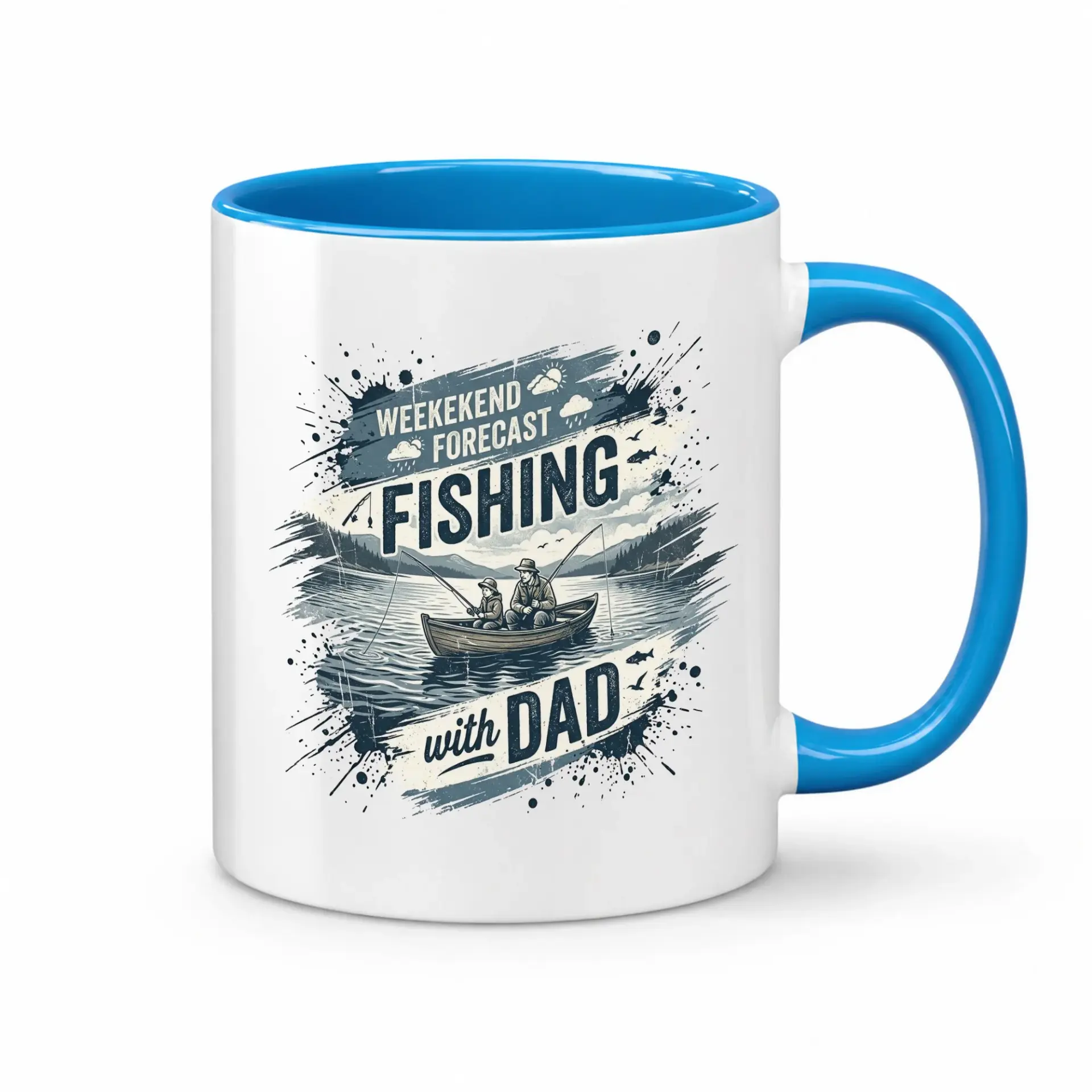 Outdoor Themed Fishing with Dad Ceramic Coffee Mug Featuring Style Illustration for Morning Beverage Enjoyment