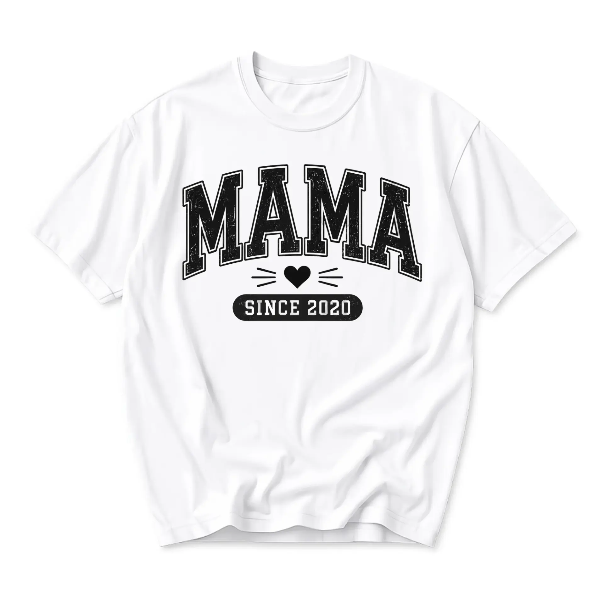 Graphic Tee Mama Since 2020 Vintage Style Lettering Unisex Crew Neck Casual