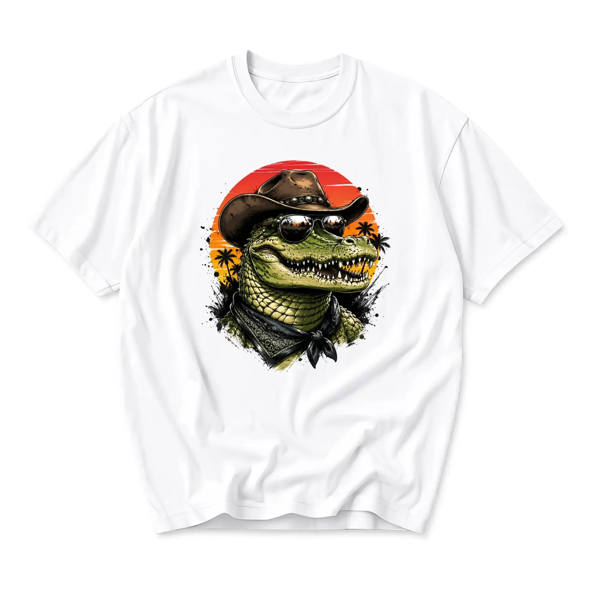 Graphic Tee Cowboy Alligator Shirt Unisex Crew Neck Short Sleeve Casual Cotton Blend Top for Everyday Summer Wear