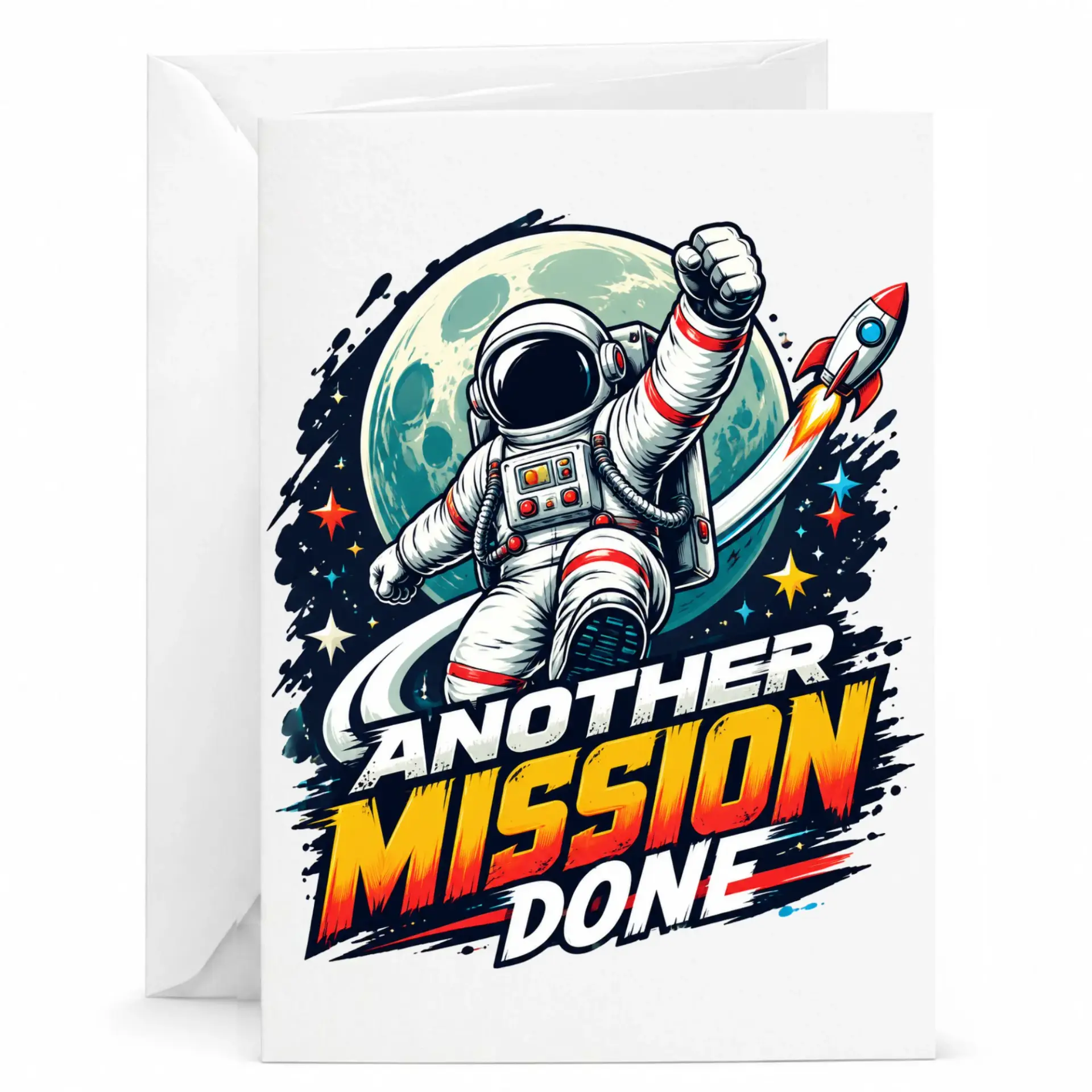 Funny Another Mission Done Greeting Card with Envelope for Professional Achievement and New Milestone Congratulations