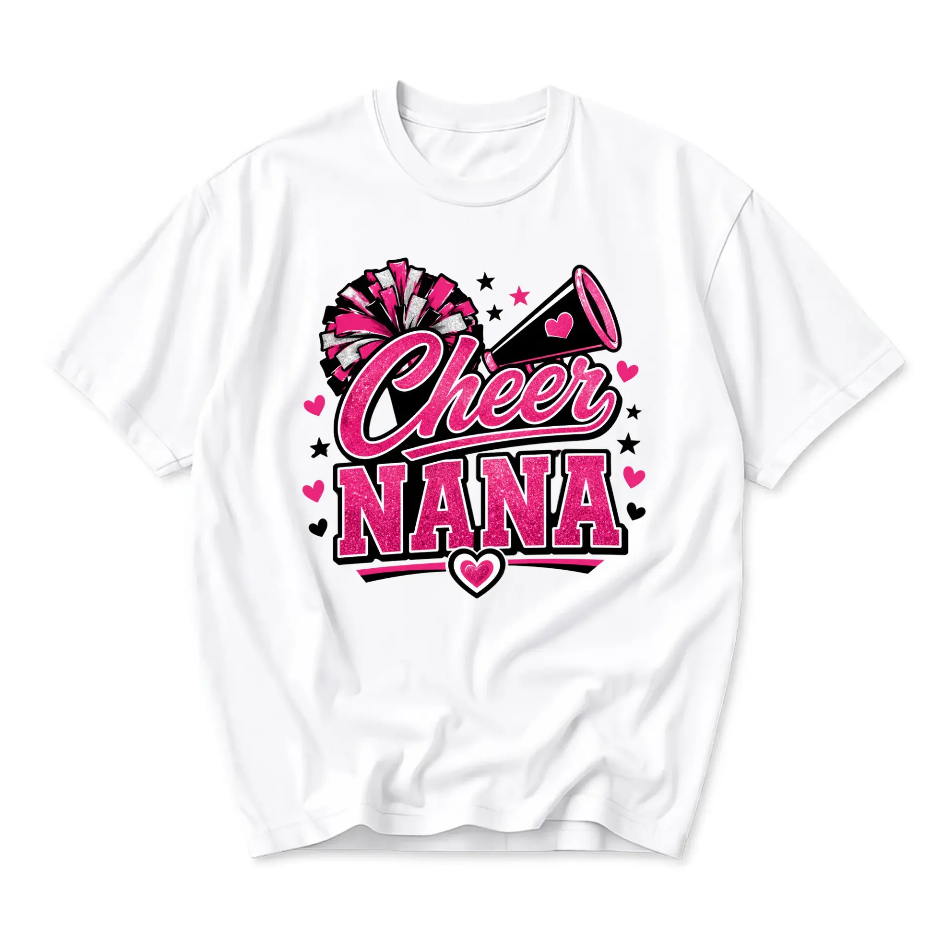 Graphic Tee Cheer Nana T-Shirt for Proud Grandmother Cheering Apparel with