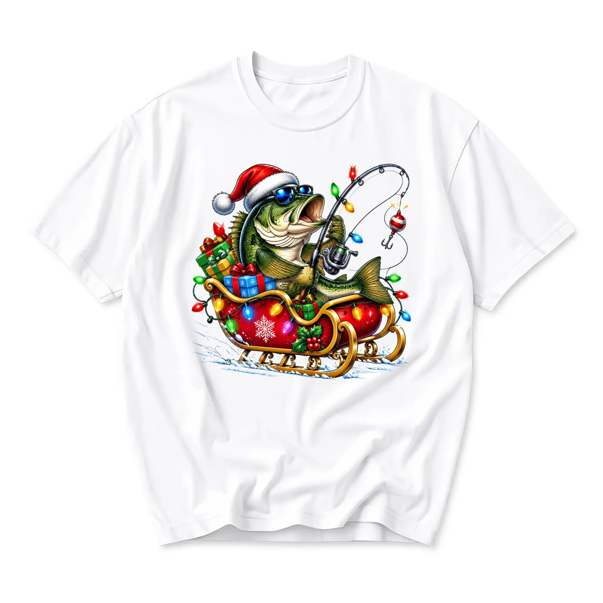 Funny Shirt Holiday Fishing Graphic Tee Unisex Crew Neck Comfortable Cotton Blend Casual Short Sleeve Apparel