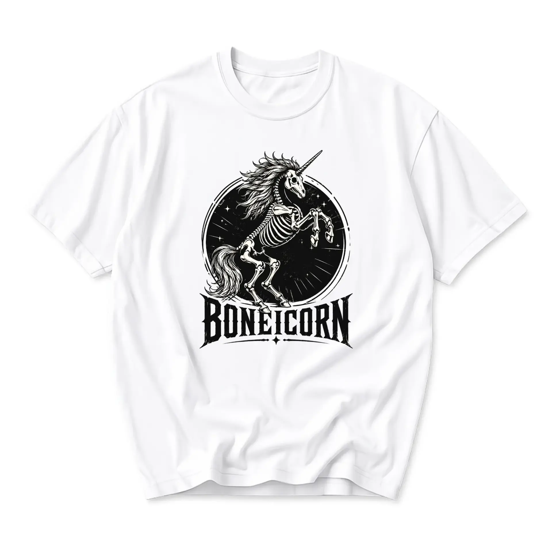Graphic Tee Boneicorn Skeleton Unicorn Illustration Unisex Crew Neck Short Sleeve Casual Cotton Blend T-Shirt