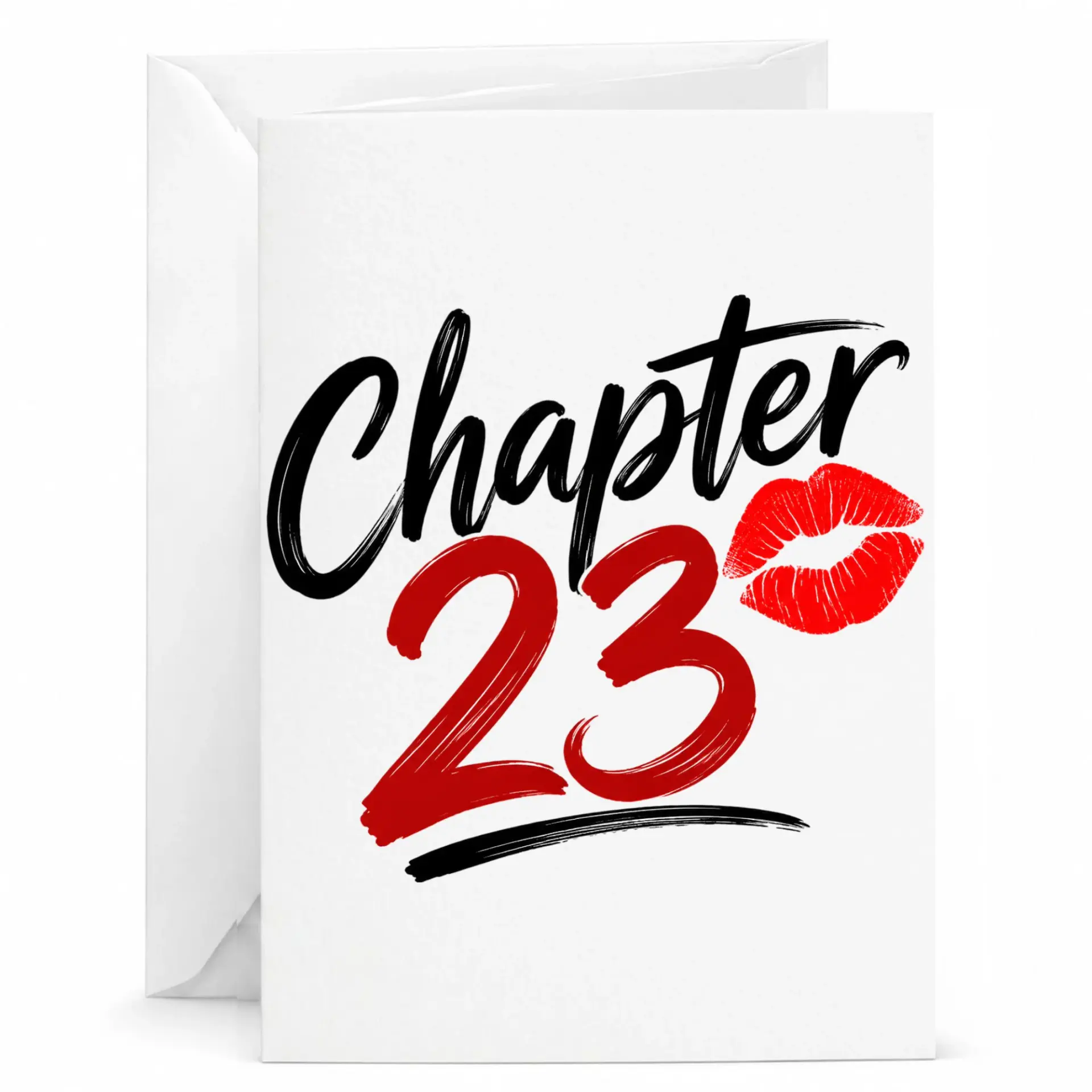 Birthday Card Chapter 23 Greeting Card with Red Lip Print Design for Milestone Birthday Celebration and Special Occasions