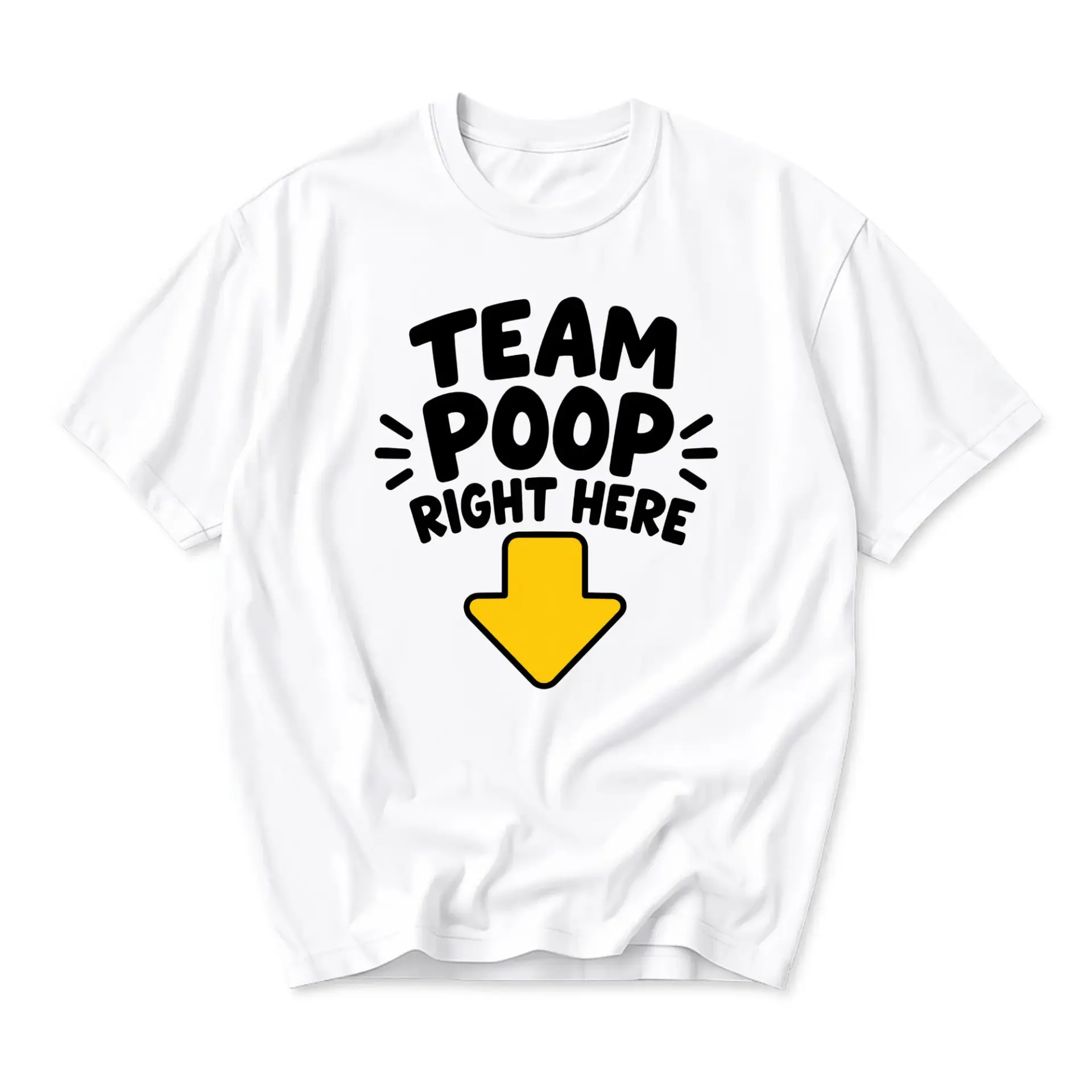 Funny Shirt Team Poop Right Here Graphic Tee Unisex Short Sleeve Crew Neck Casual Cotton Blend Apparel for Men and Women