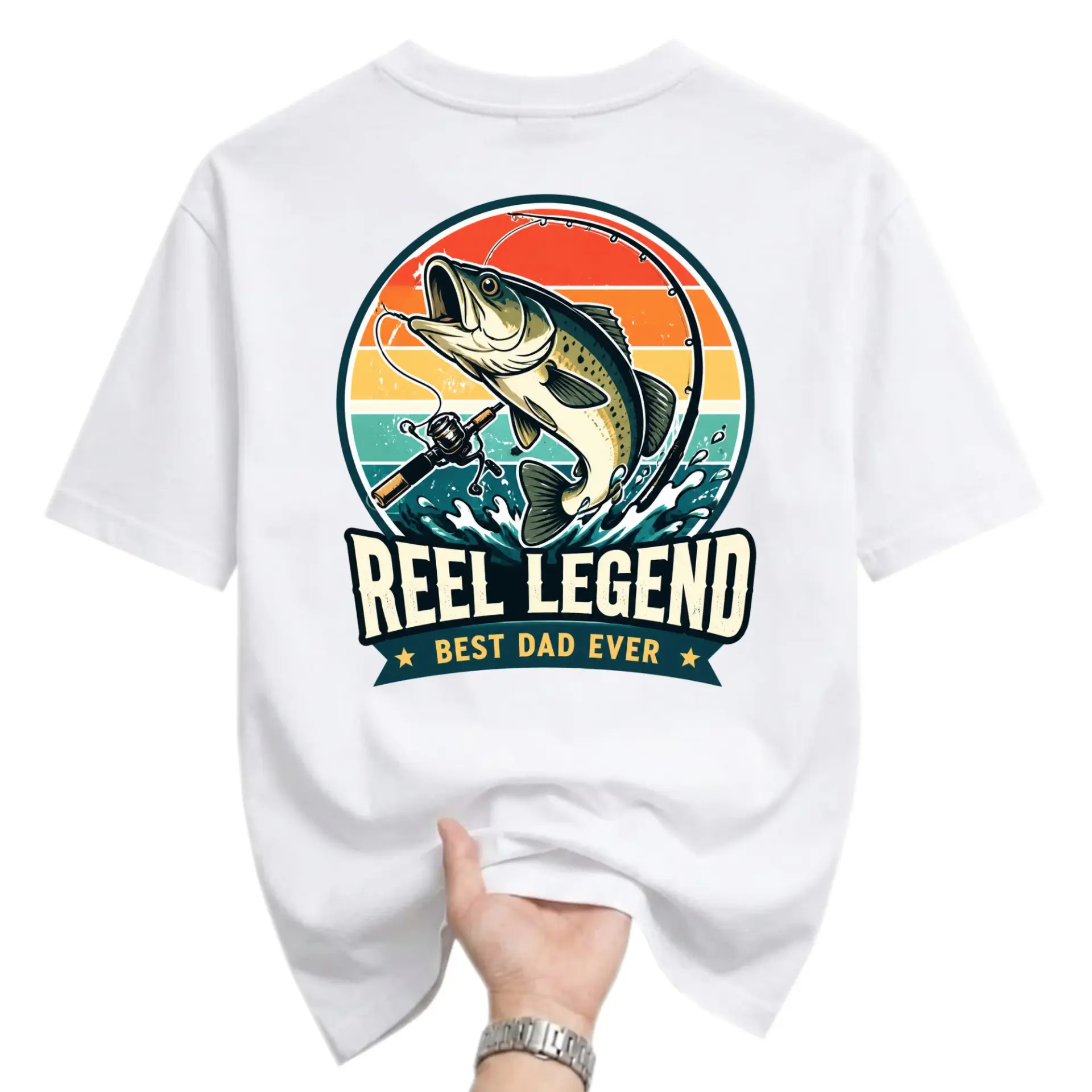 Graphic Tee Reel Legend Best Dad Ever Fishing T-Shirt Unisex Casual Crew Neck Short Sleeve Top for Anglers Outdoors