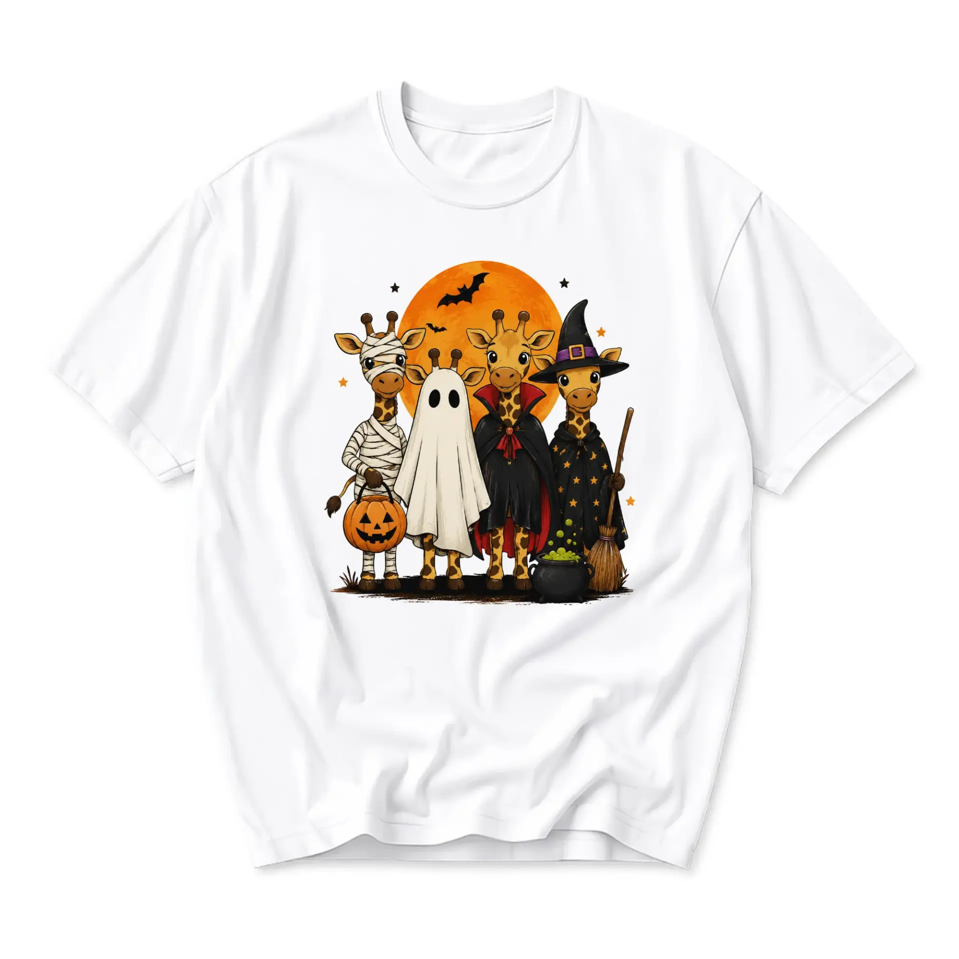 Graphic Tee Halloween Giraffe Costume Party Shirt Funny Seasonal Crew Neck Apparel for Casual Wear and Holiday Fun