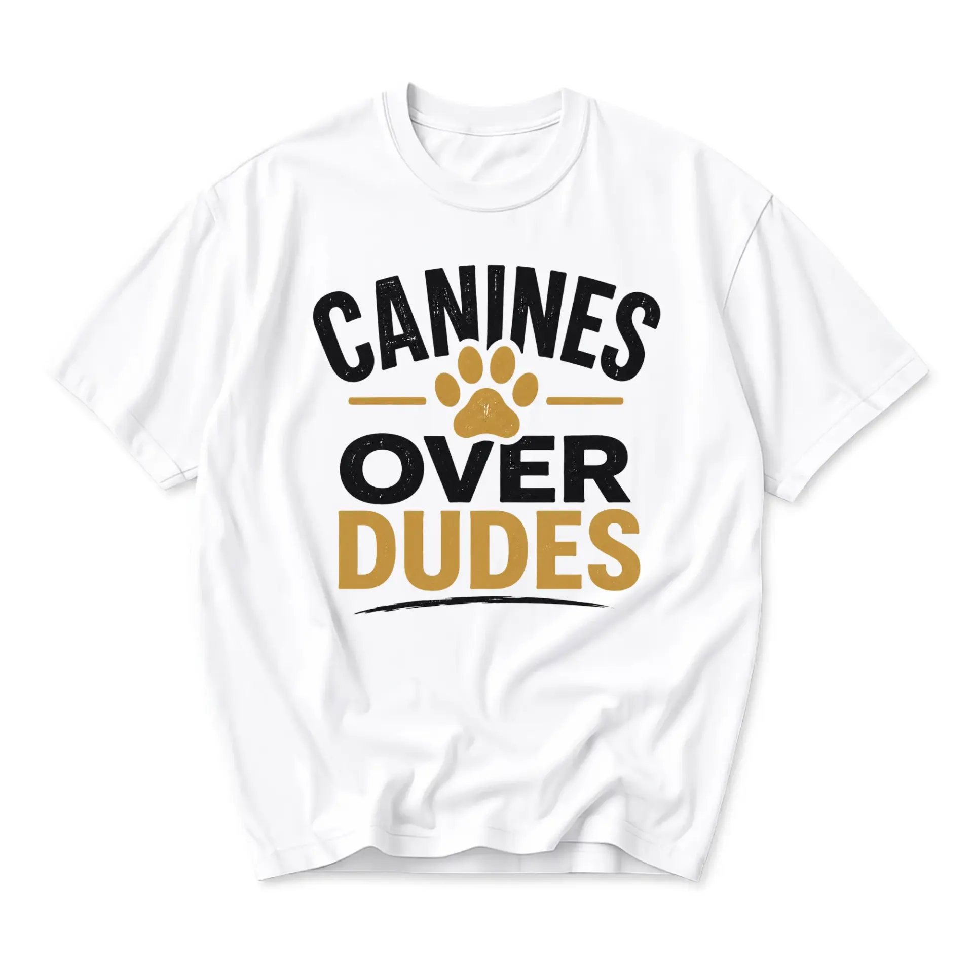 Graphic Tee Canines over Dudes Funny Shirt Unisex Crew Neck Short Sleeve