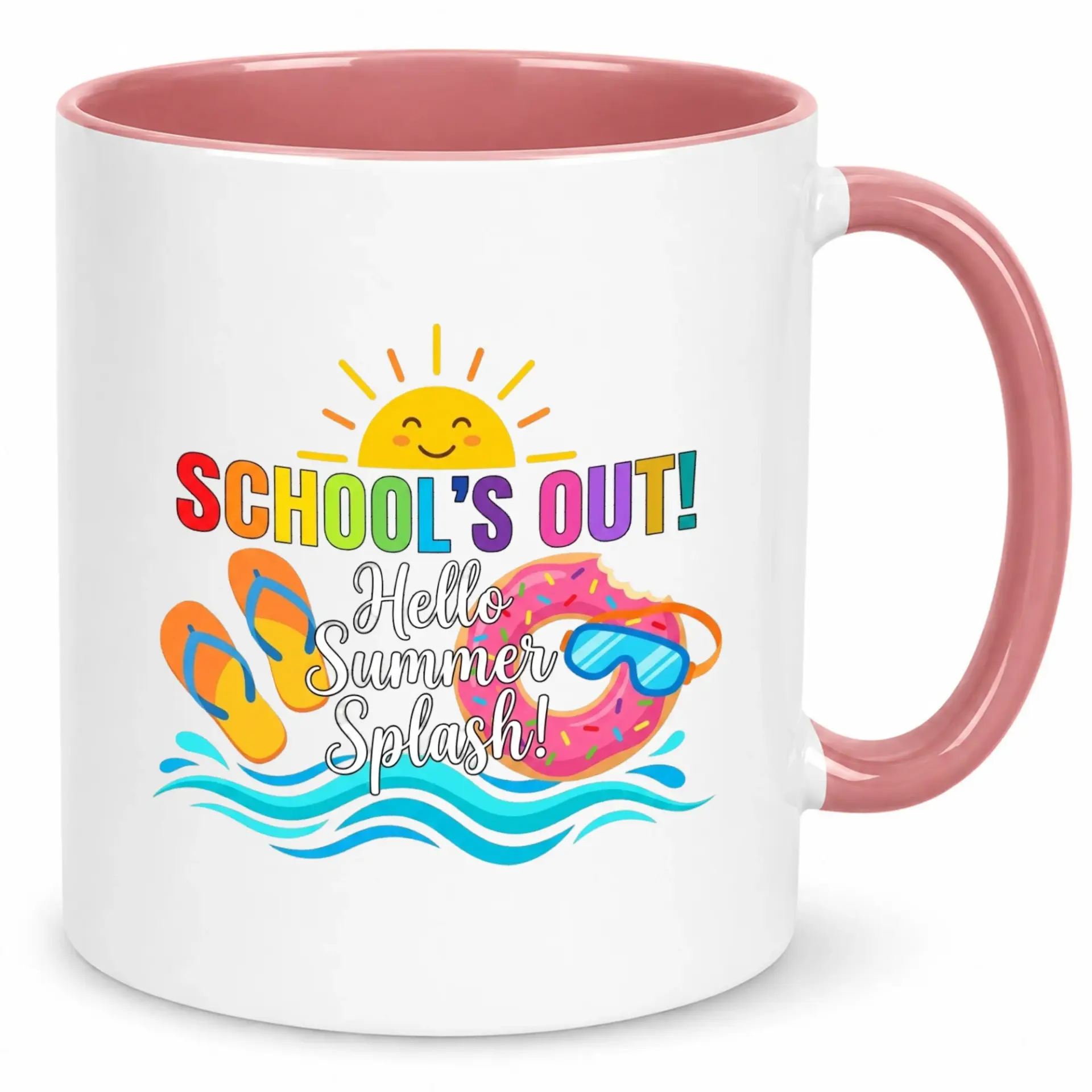 Coffee Mug Ceramic Summer Vacation School's Out Hello Summer Splash Theme Drinkware for Home Office | Fun Seasonal Beverage Cup Gift