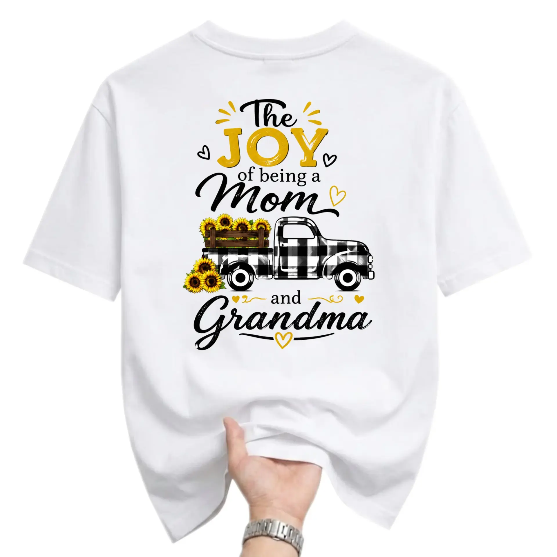 Funny Shirt the Joy of Being a Mom and Grandma Graphic Tee for Women Casual Everyday Wear Unisex Crew Neck Top