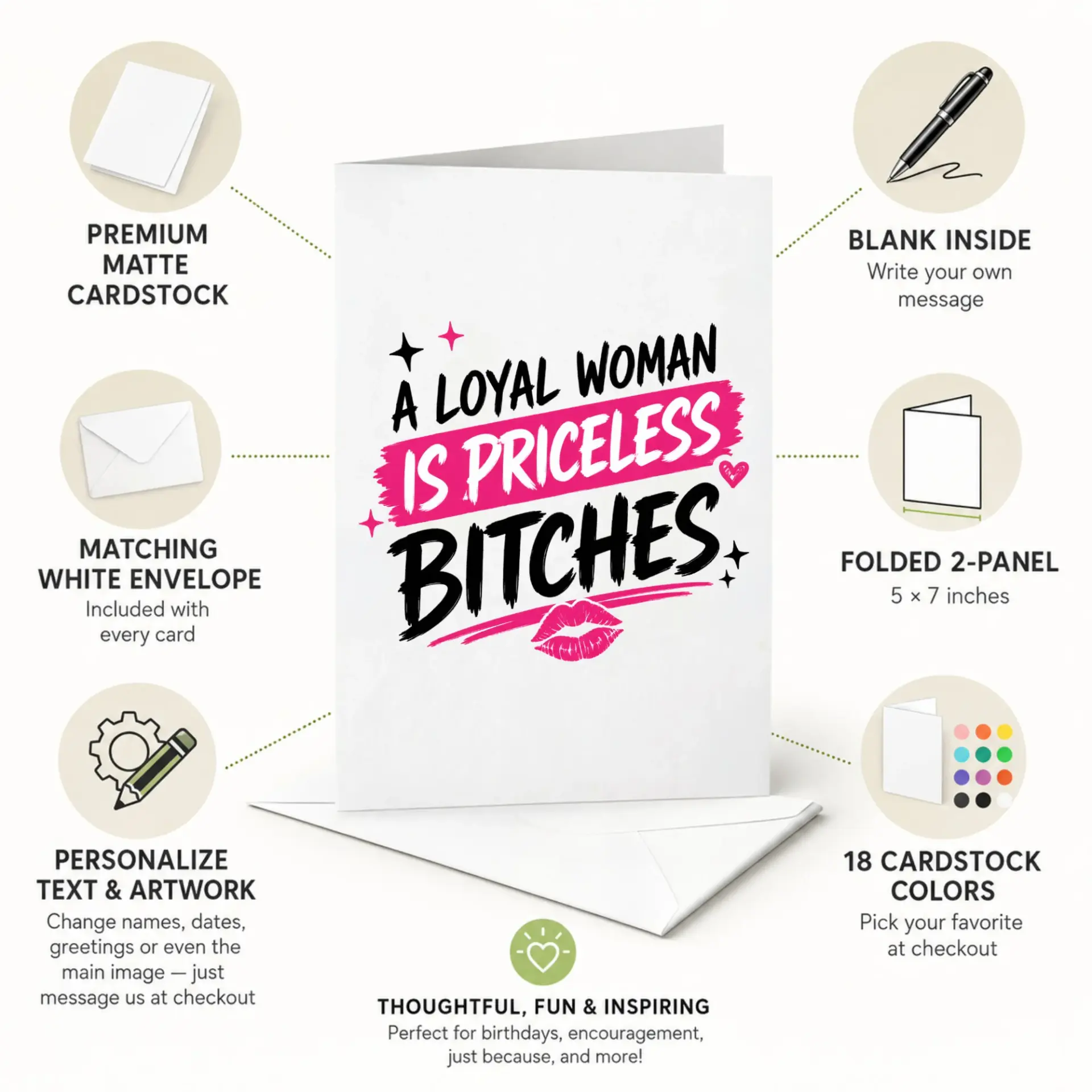 Funny Greeting Card for Best Friend with Bold Typography Design Appreciation Her 5x7