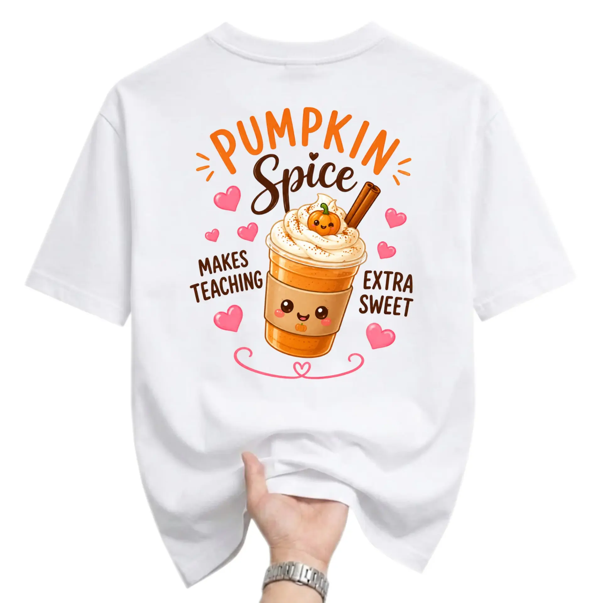 Funny Shirt Pumpkin Spice Makes Teaching Extra Sweet Unisex Graphic Printed T-Shirt Casual Fall Inspired Crew Neck Top