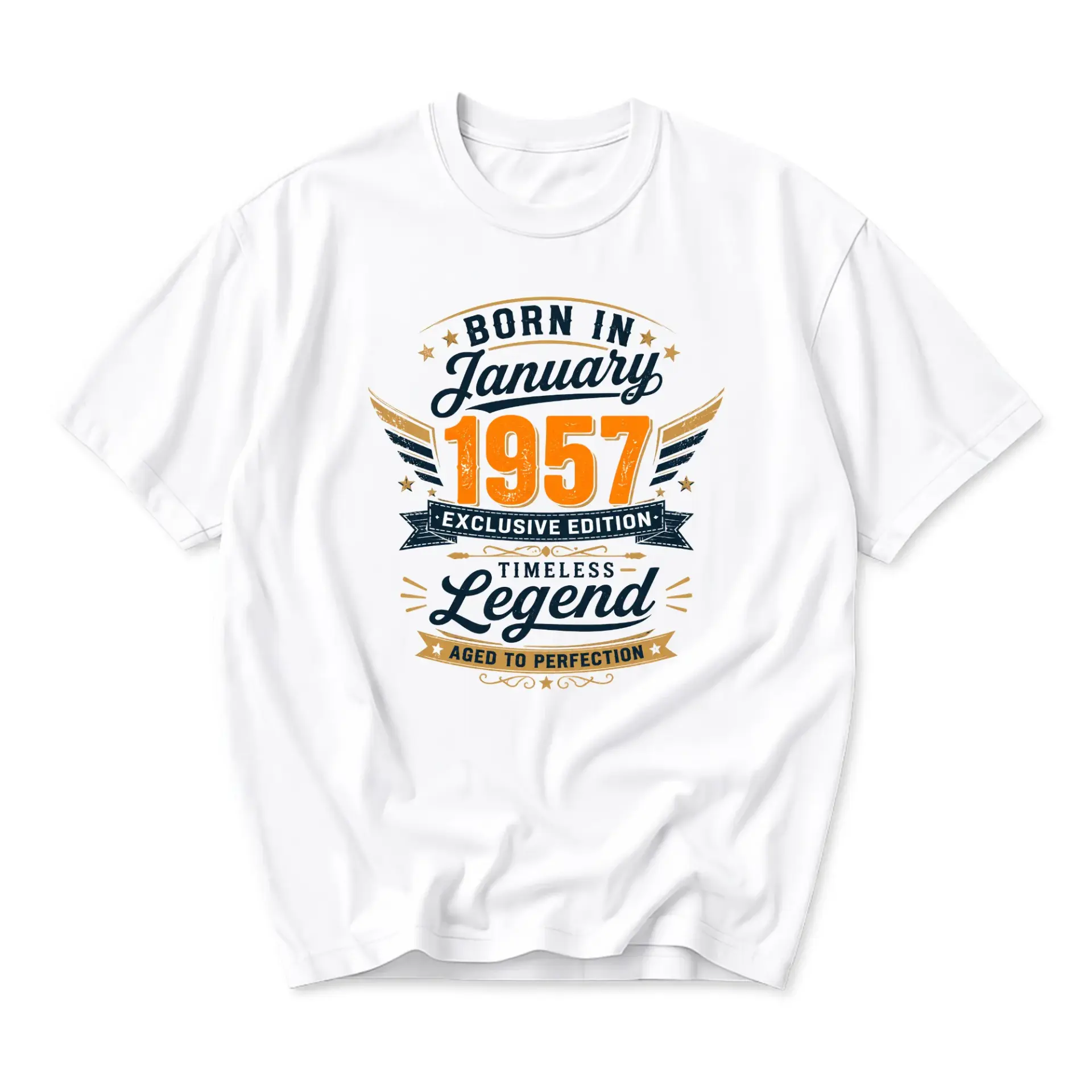 Funny Shirt Born in January 1957 Exclusive Edition Timeless Legend Aged to Perfection Unisex Graphic Printed T-Shirt