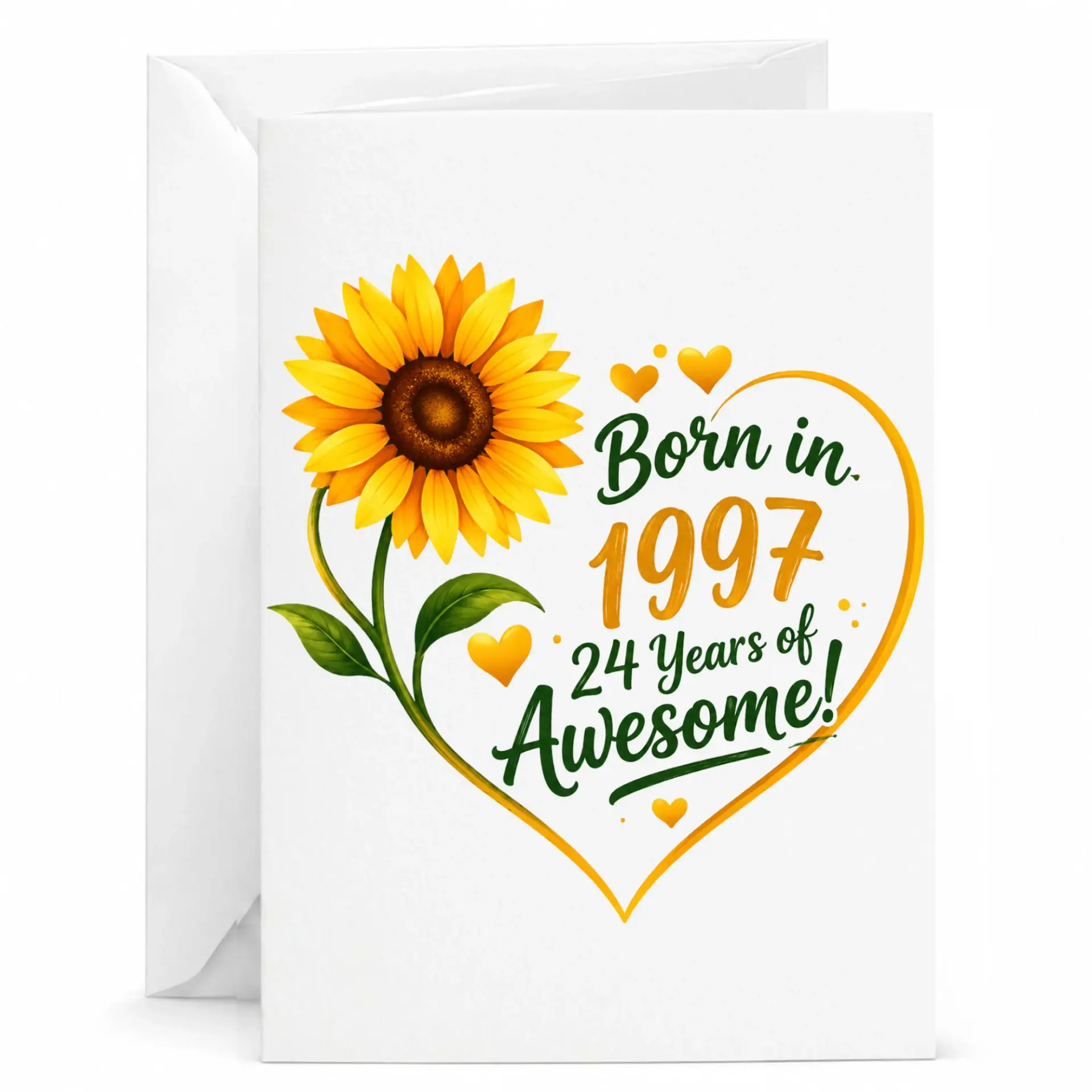Birthday Card Born in 1997 24 Years of Awesome Sunflower Floral Design Greeting Card for Milestone Celebration