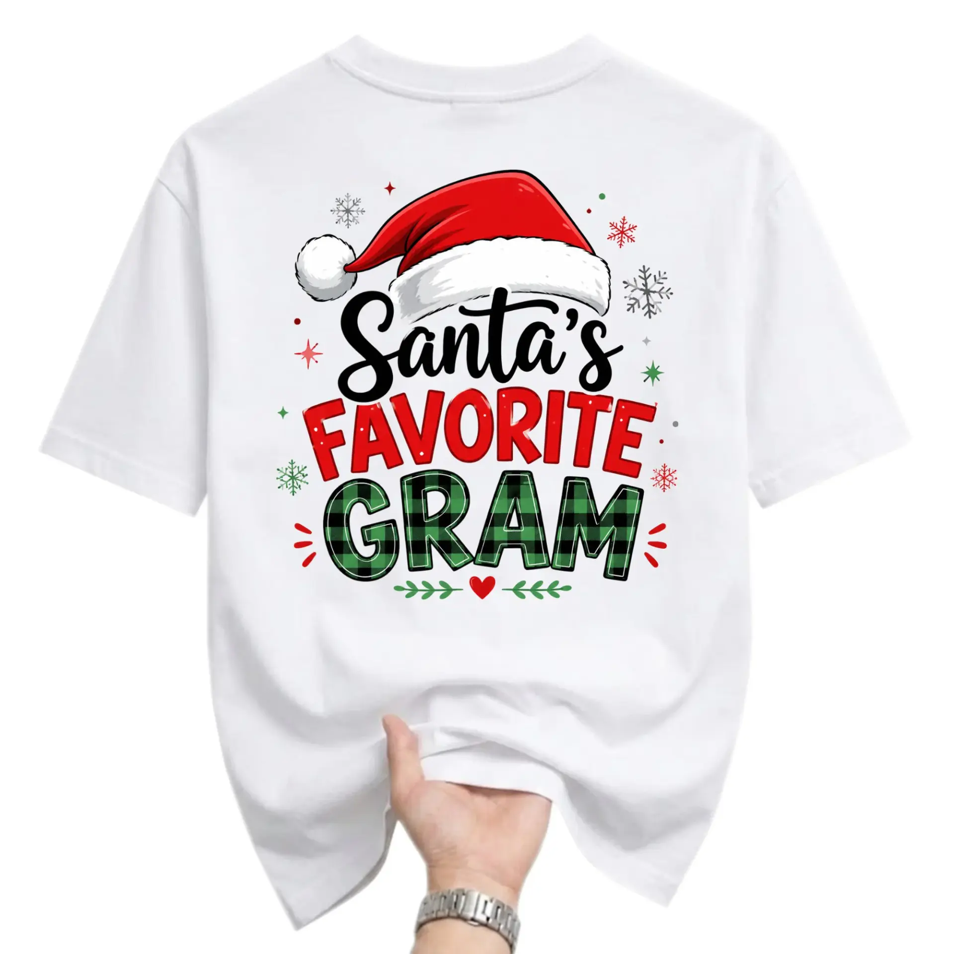 Funny Shirt Santa's Favorite Gram Christmas Graphic Tee Unisex Crew Neck Holiday Apparel for Seasonal Celebration