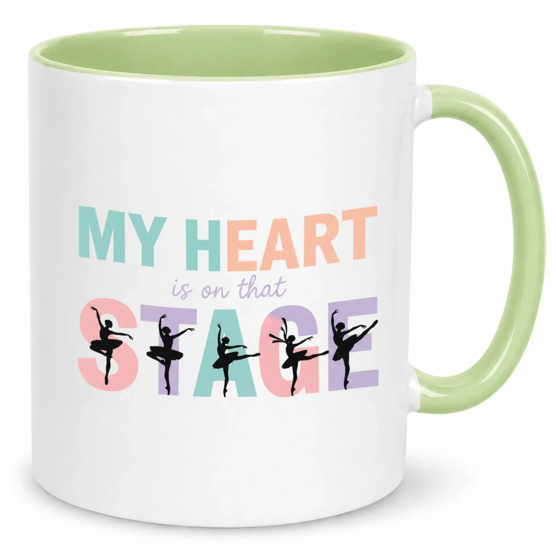 Ballet Dancer Coffee Mug with "my Heart Is on That Stage" Design Premium Ceramic Tea Cup for & Dance Enthusiasts
