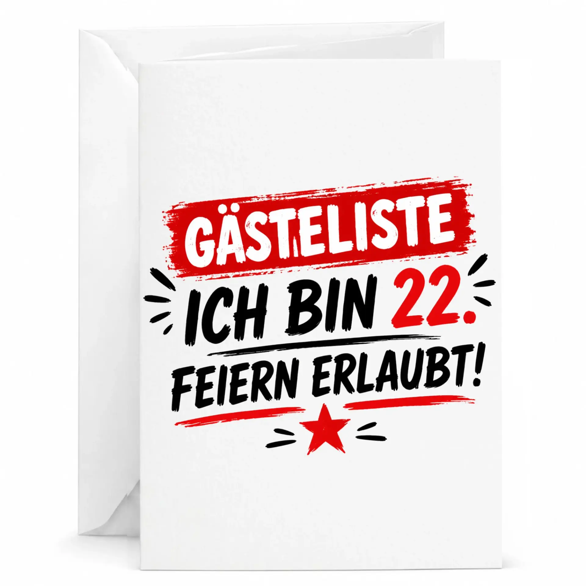 Birthday Card Funny 22nd Birthday Greeting Card with Envelope for Party Celebration 5x7 Inches Folded Stationary
