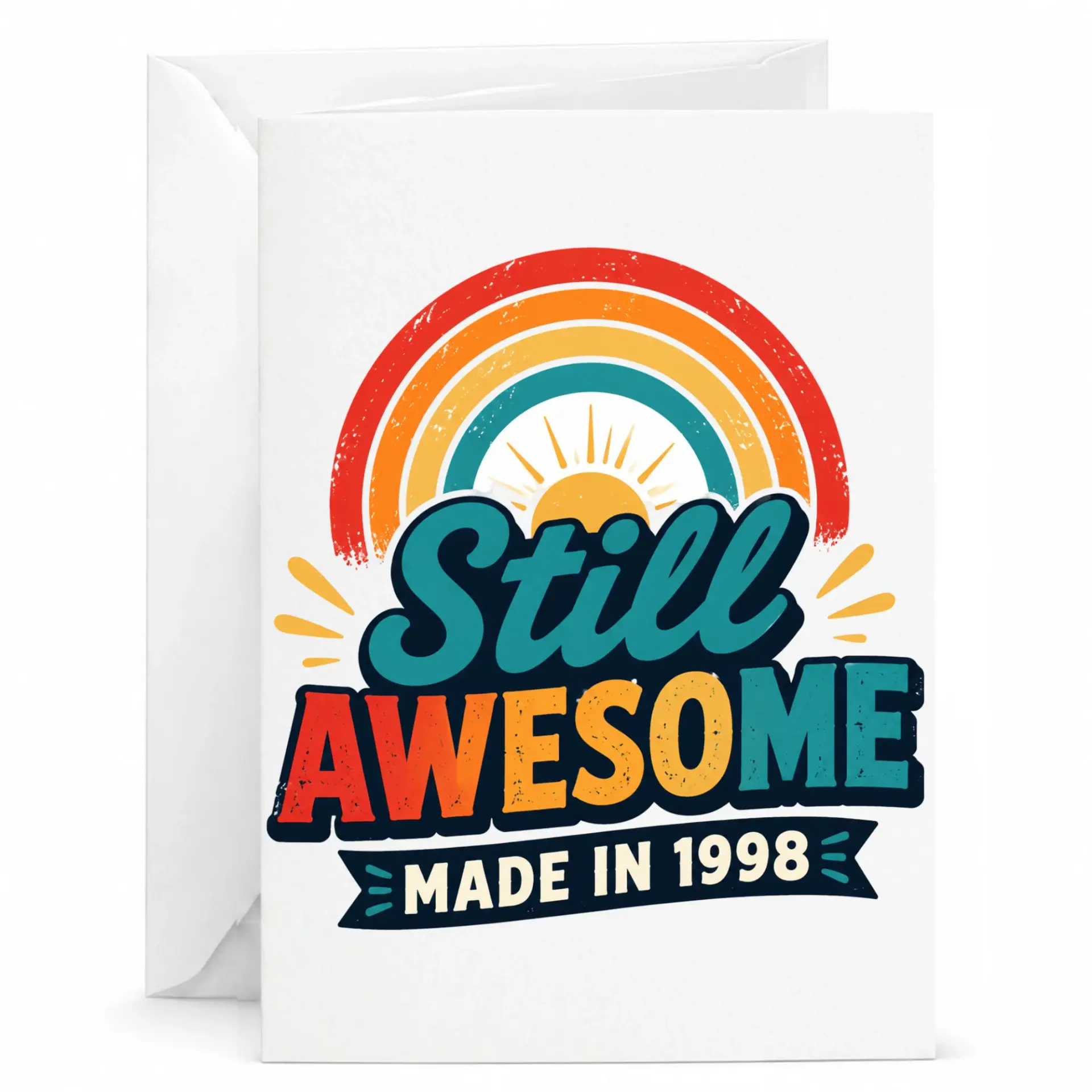 Birthday Card Still Awesome Made in 1998 Vintage Rainbow Design Funny Greeting Card for Milestone Celebration